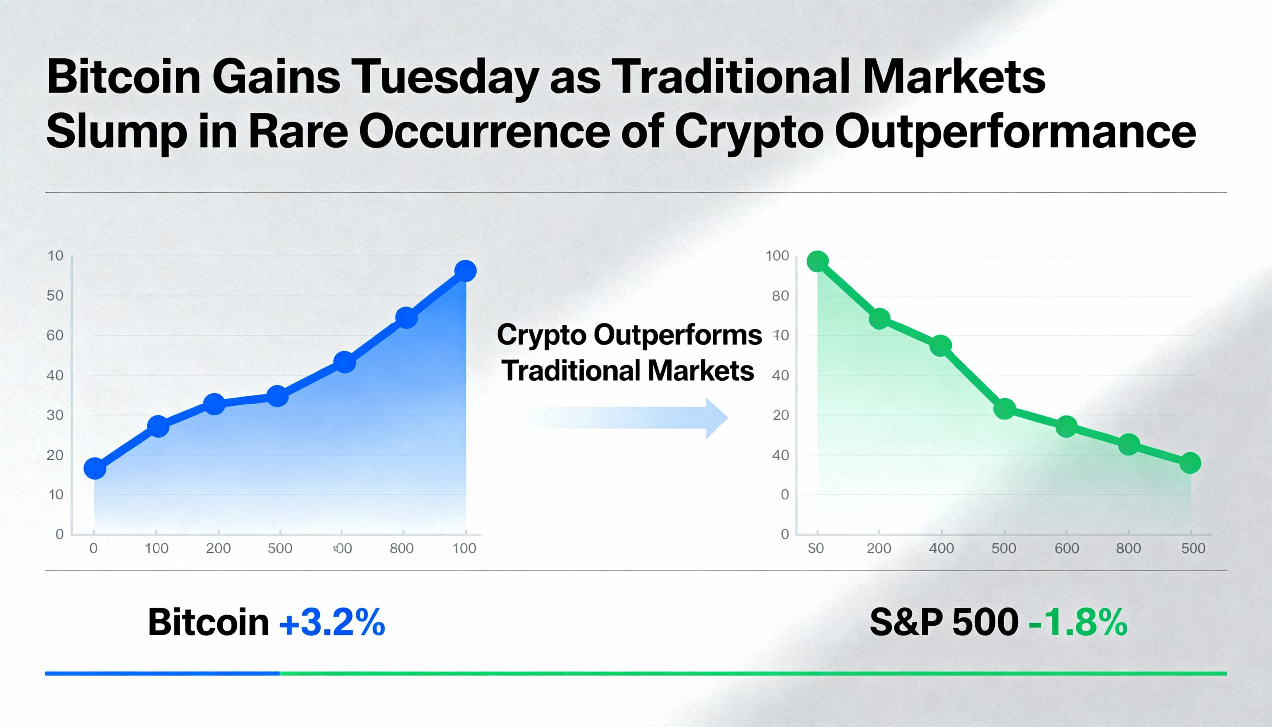 Bitcoin Rises on Tuesday While Traditional Markets Falter, Marking Rare Crypto Outperformance