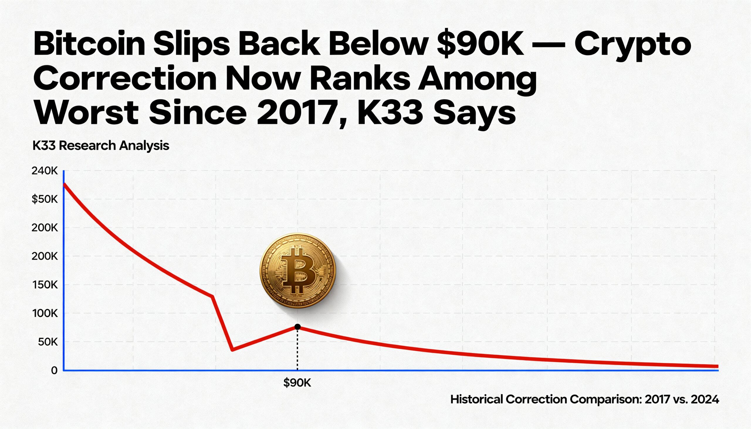 Bitcoin Falls Under $90K — K33 Calls Current Crypto Pullback One of the Worst Since 2017