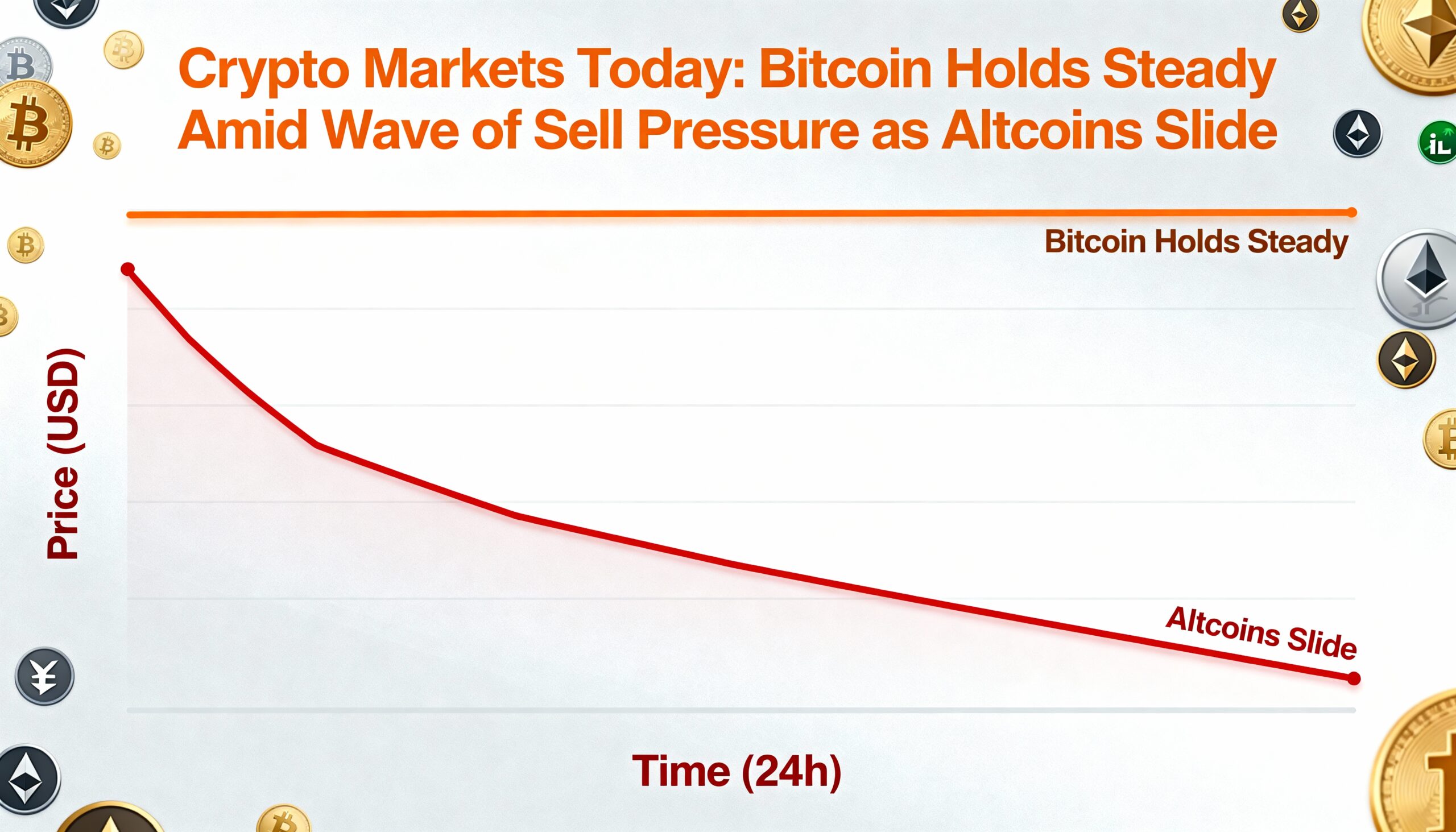 Crypto Markets Today: Bitcoin Steadies Despite Heavy Selling, While Altcoins Retreat