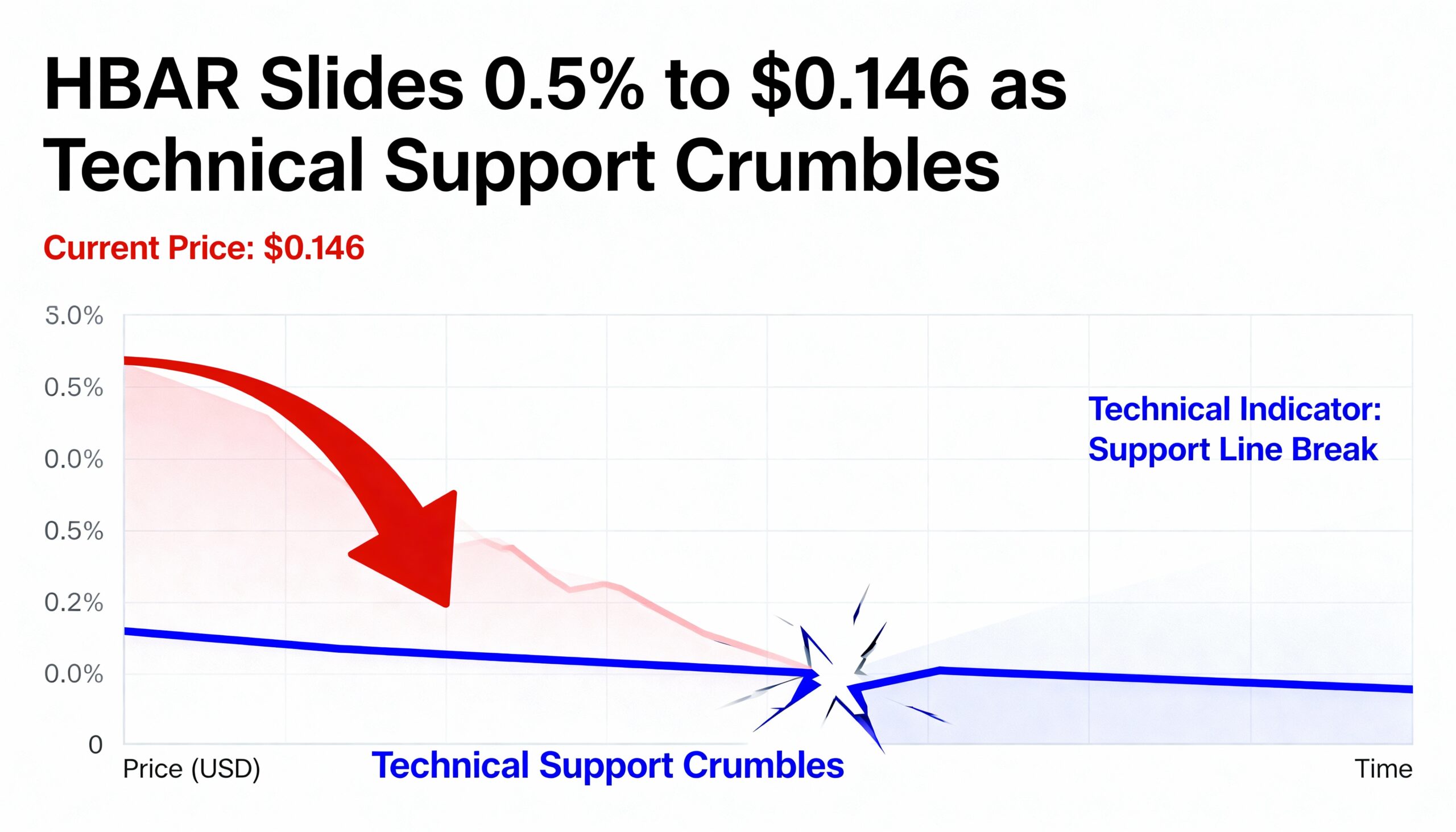HBAR Dips 0.5% to $0.146 as Key Technical Support Fails