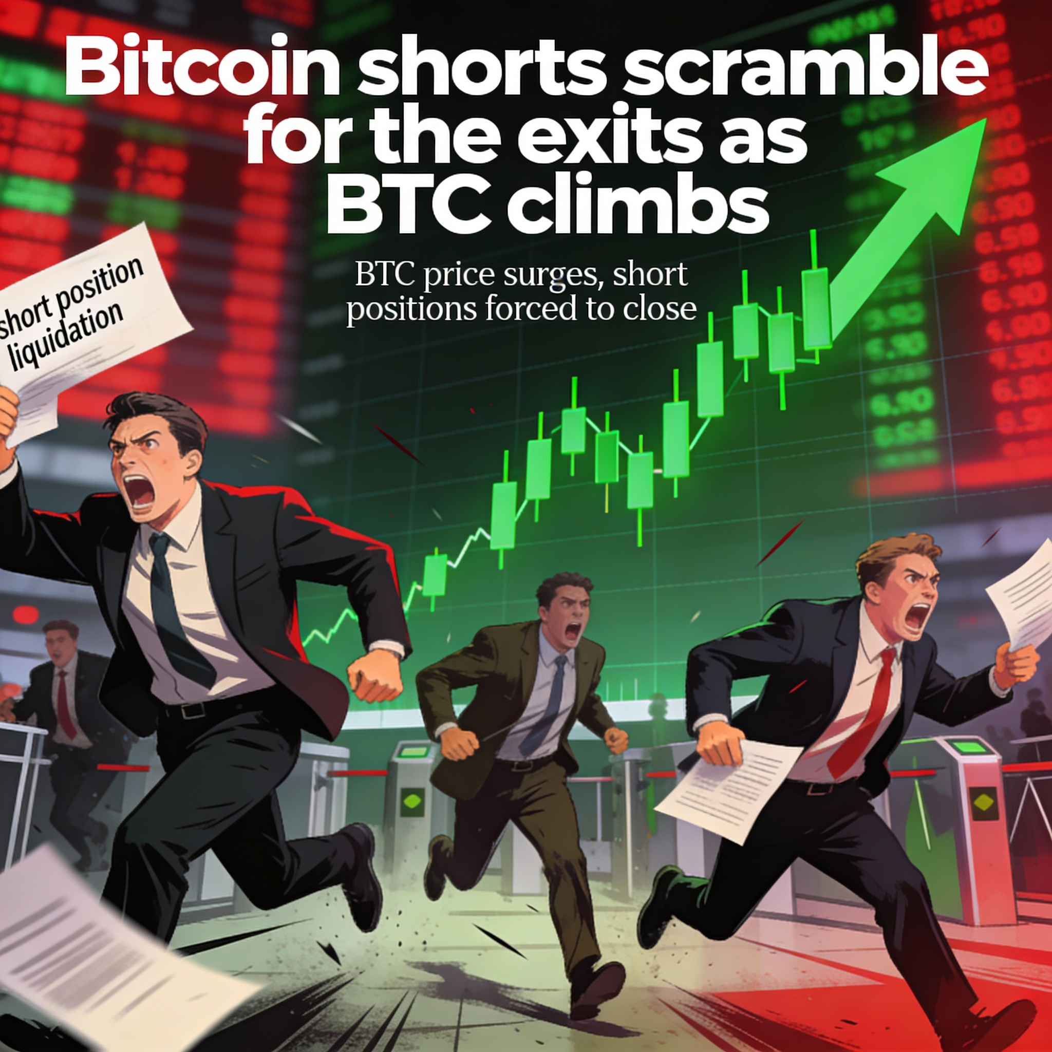 Bitcoin shorts rush to cover as BTC climbs higher.