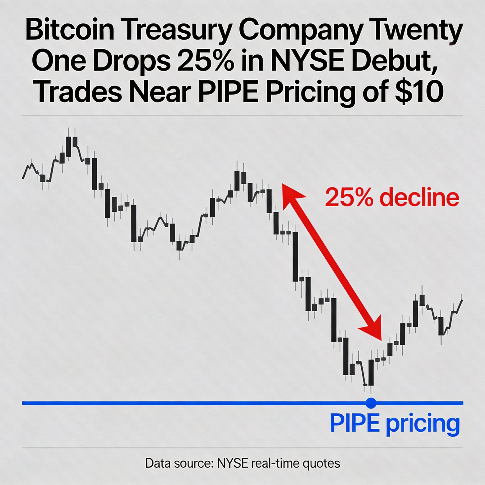 Bitcoin-Focused Treasury Firm Twenty One Falls 25% in NYSE Debut, Nears $10 PIPE Price