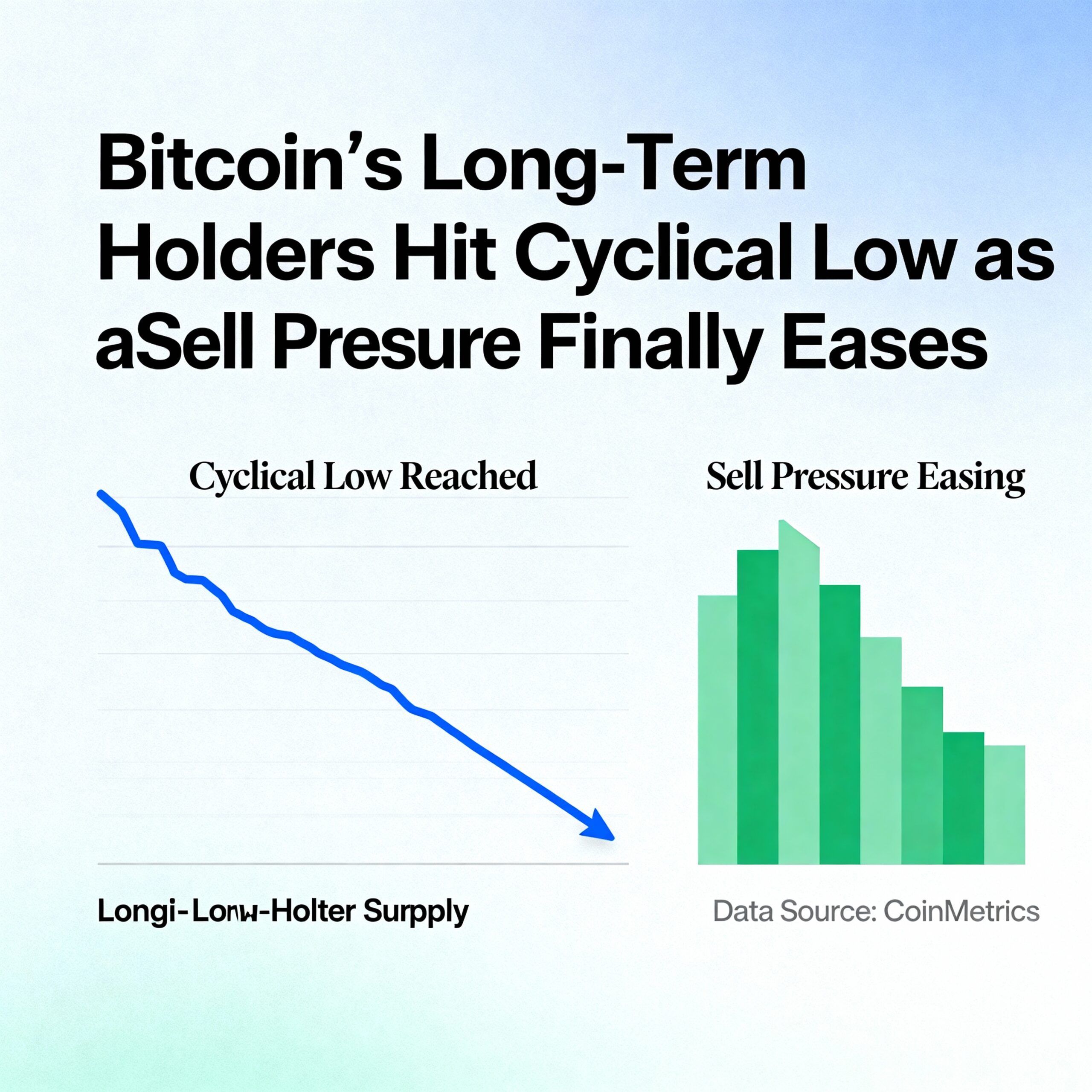 Bitcoin’s long-term holders reach a cyclical low as selling pressure begins to subside.