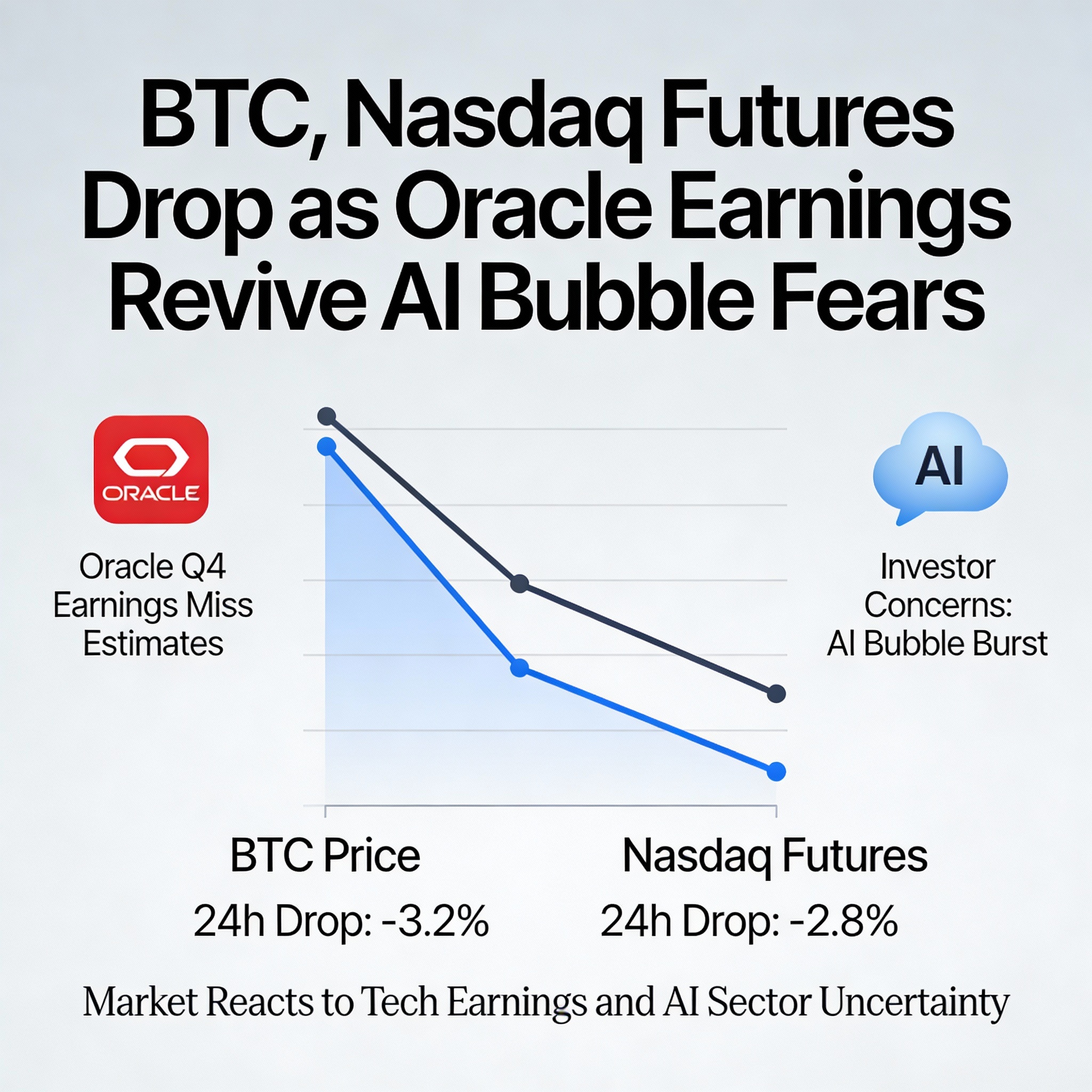 BTC and Nasdaq Futures Slip Amid Renewed AI Bubble Concerns Following Oracle Earnings