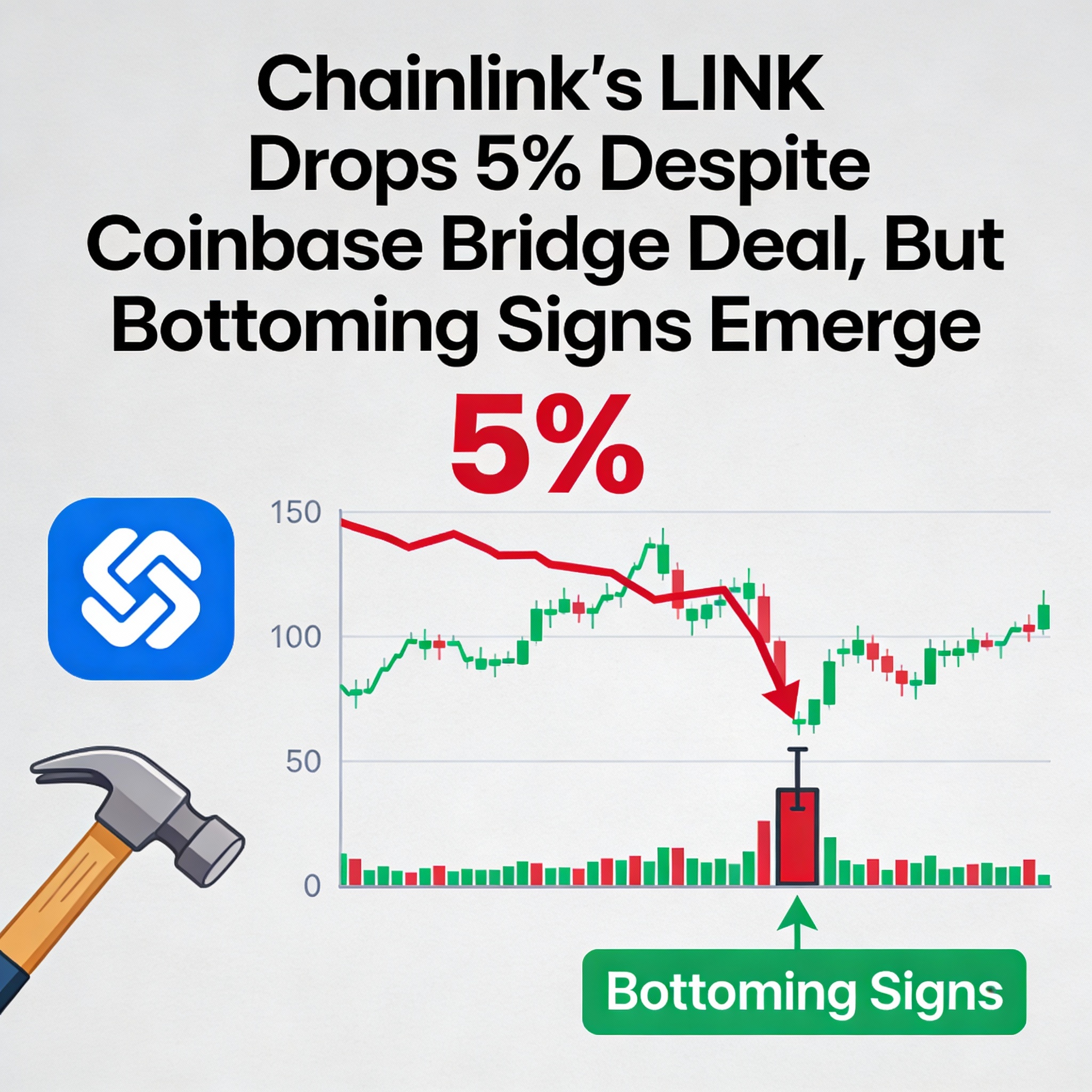 LINK Falls 5% After Coinbase Bridge Partnership, Yet Shows Early Signs of Stabilizing