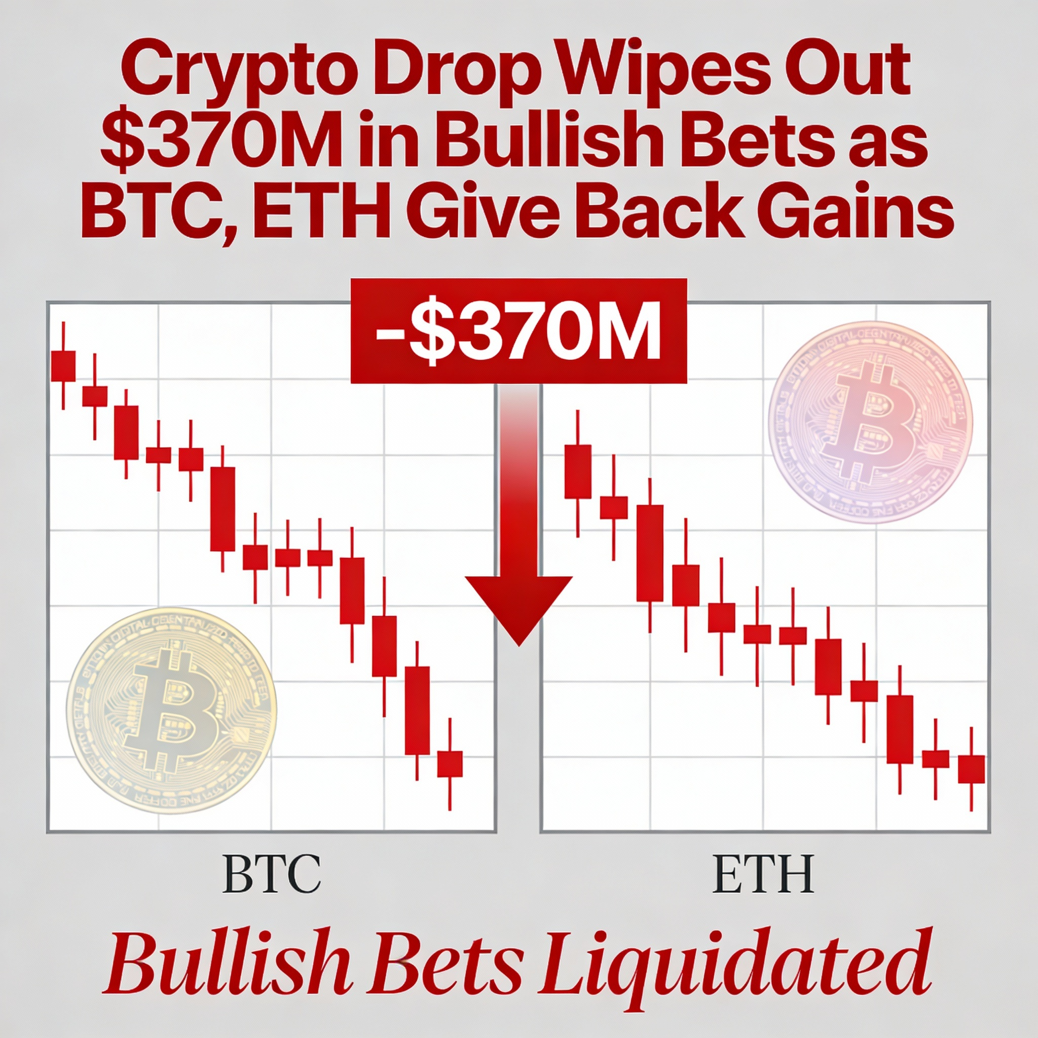 $370M in Bullish Bets Evaporate as Bitcoin and Ether Retreat