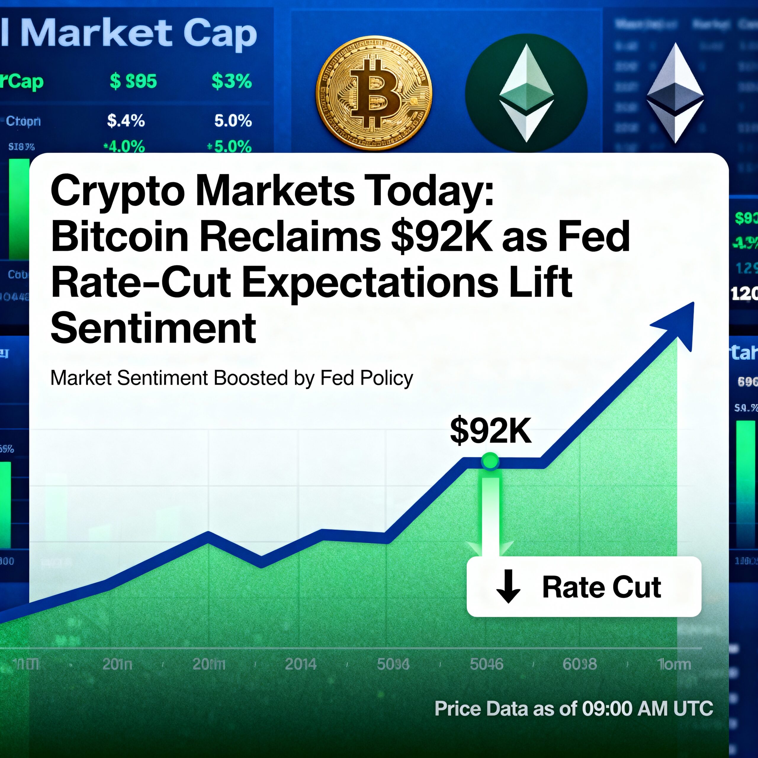 Crypto Markets Update: Bitcoin Surges to $92K Amid Rising Expectations of Fed Rate Cuts