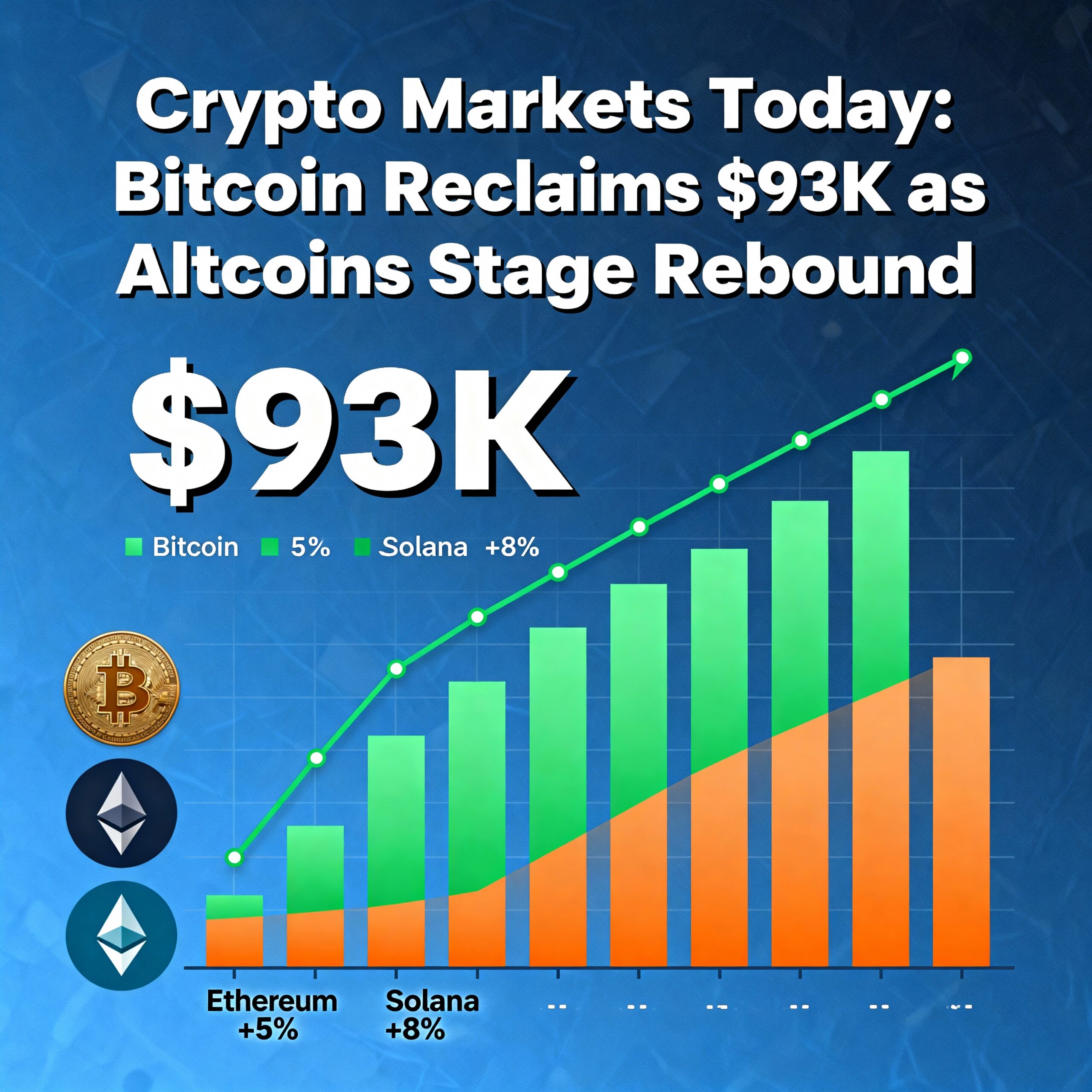 Crypto Markets Update: Bitcoin Climbs Back Above $93K as Altcoins Recover.