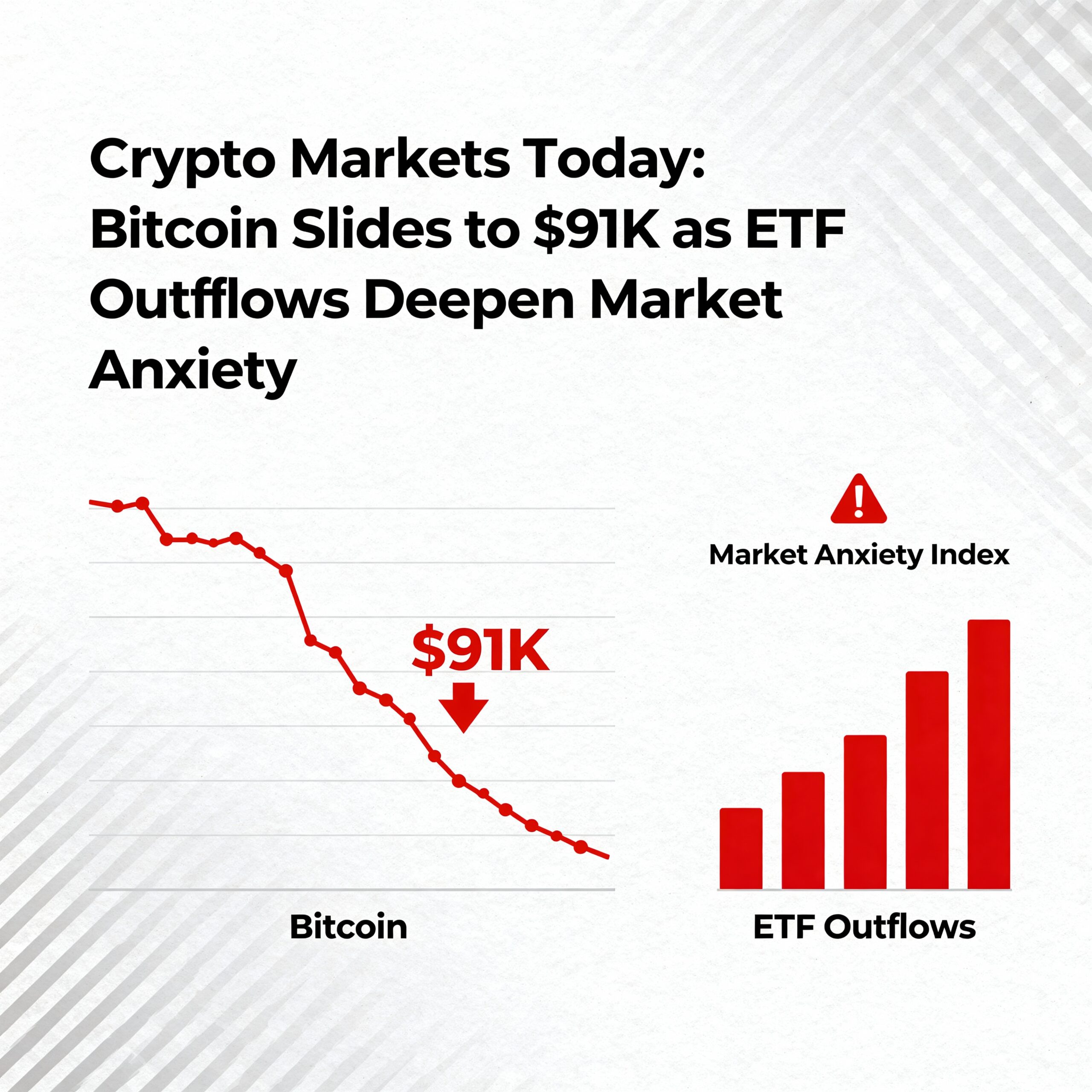 Crypto Markets Update: Bitcoin Dips to $91K Amid Rising ETF Outflows and Growing Market Concern