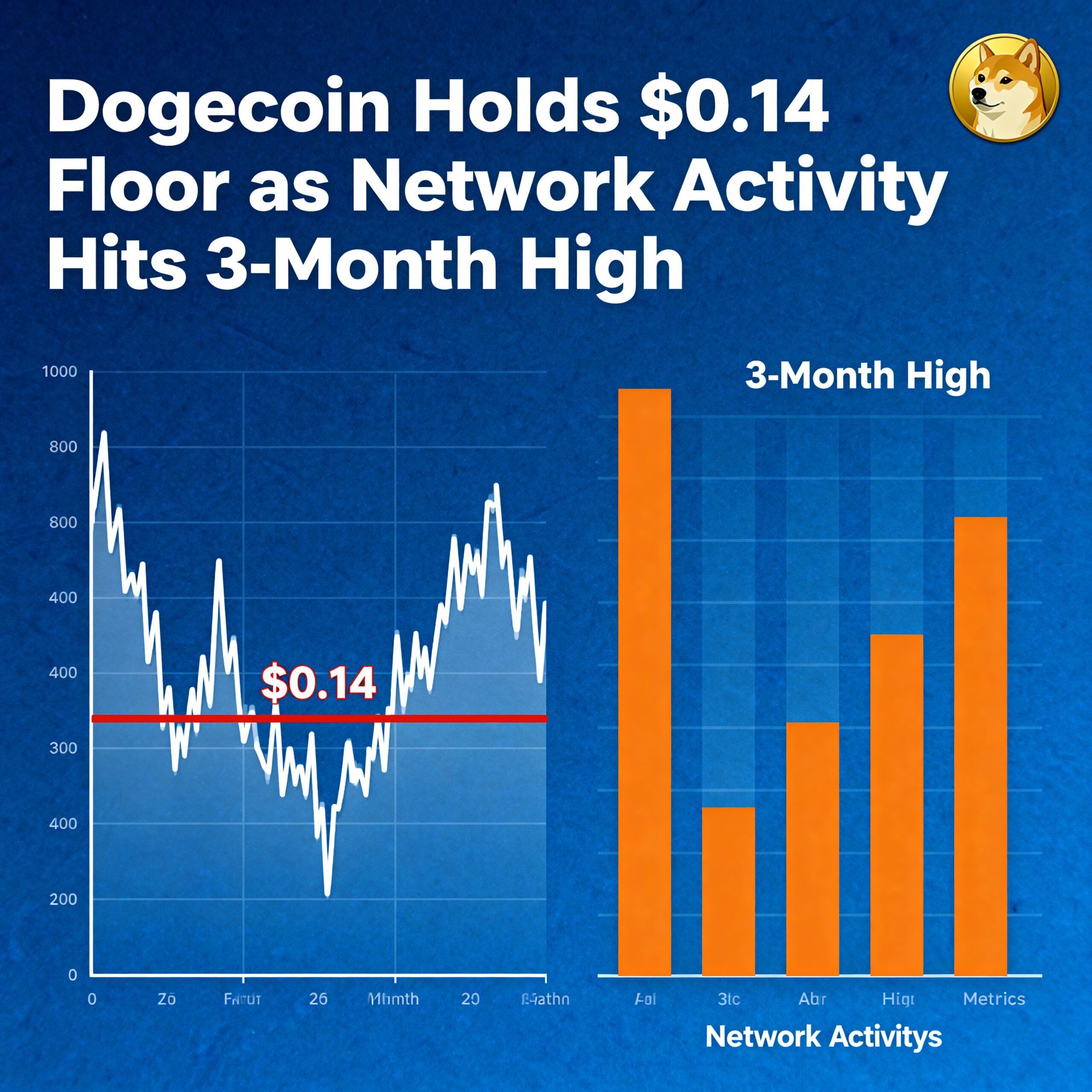 Dogecoin Maintains $0.14 Support Amid Surge in 3-Month-High Network Activity