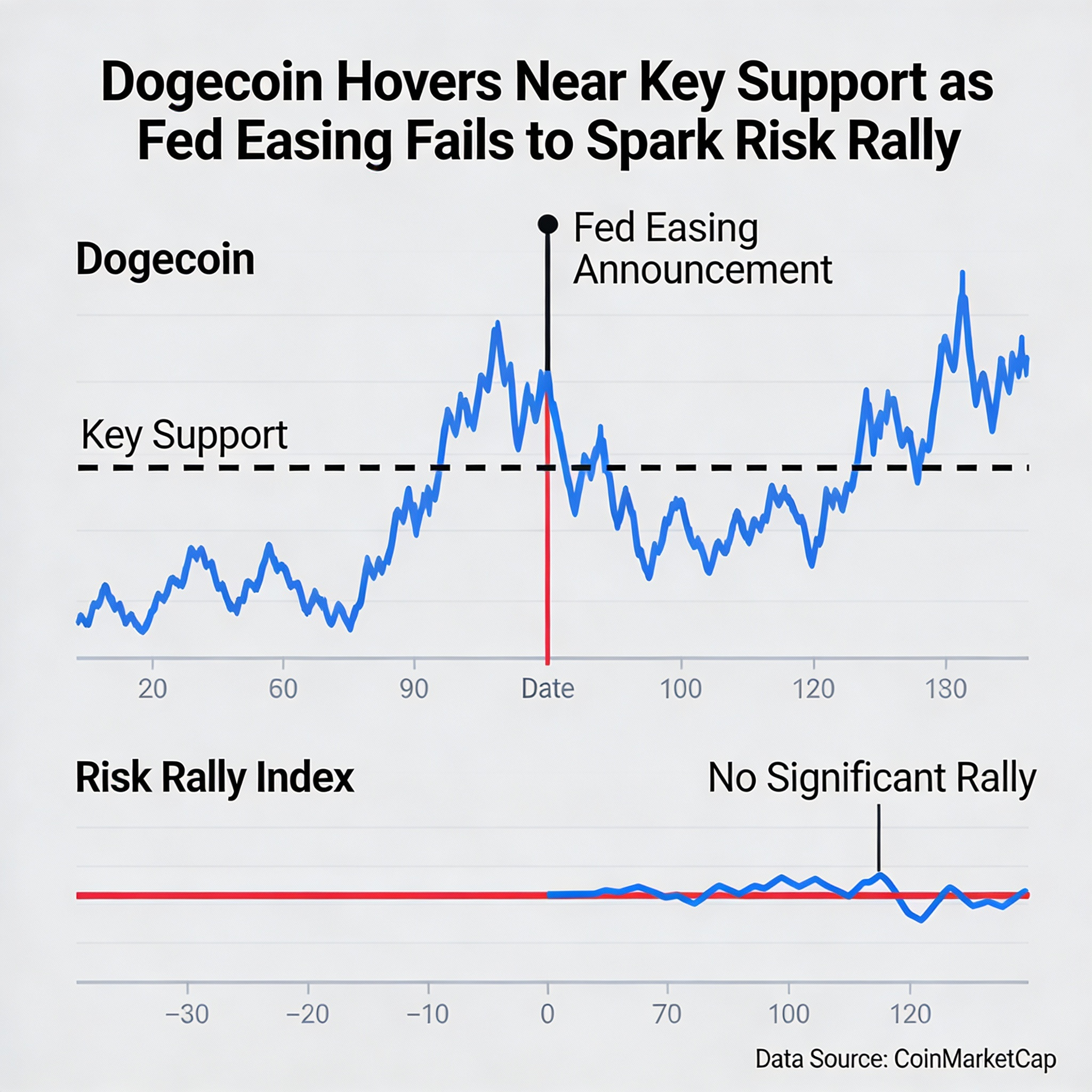 Dogecoin Holds Near Critical Support After Fed Easing Fails to Lift Risk Appetite