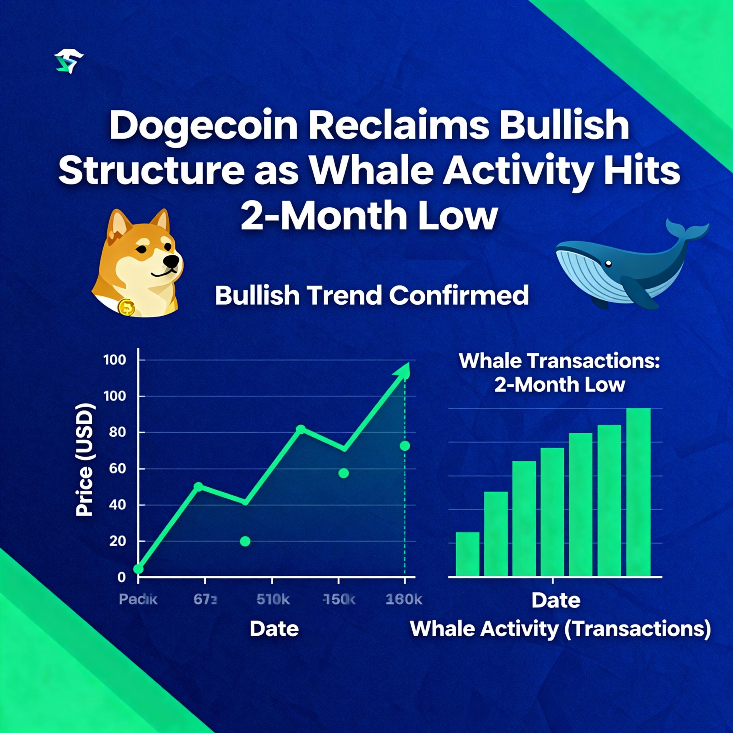 Dogecoin Restores Bullish Momentum Amid Two-Month Low in Whale Activity