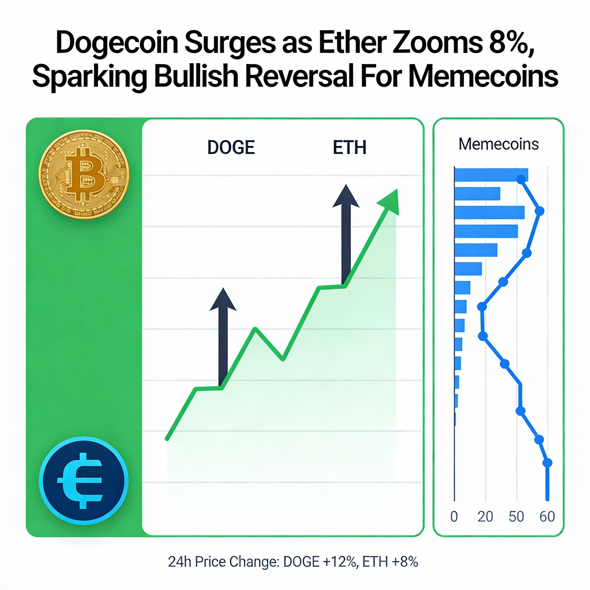 Dogecoin Rallies as Ether Jumps 8%, Driving Bullish Turn for Memecoins