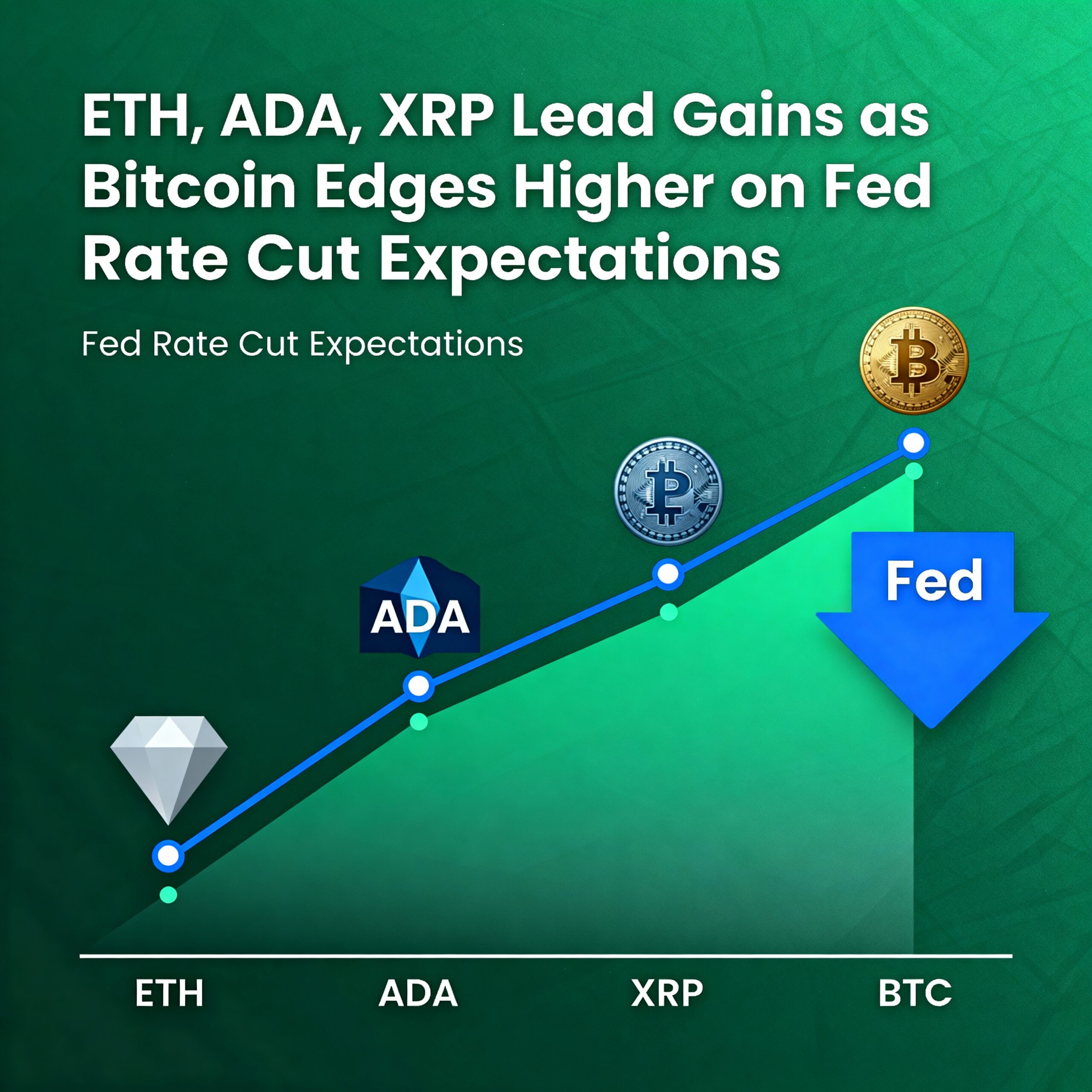 ETH, ADA, and XRP Rally as Bitcoin Climbs on Hopes of Fed Rate Cuts