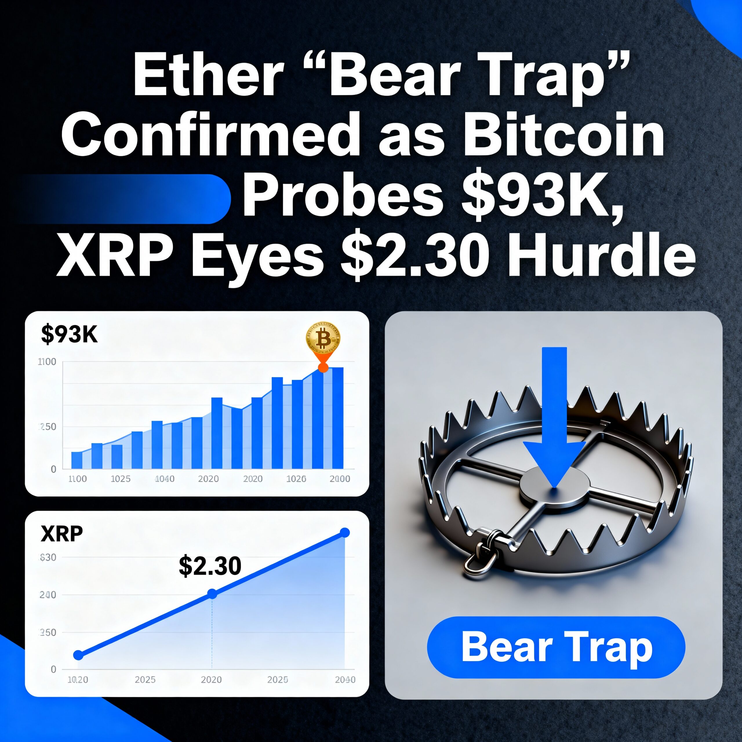 Ether’s ‘Bear Trap’ Unwinds as Bitcoin Tests $93K and XRP Targets the $2.30 Level
