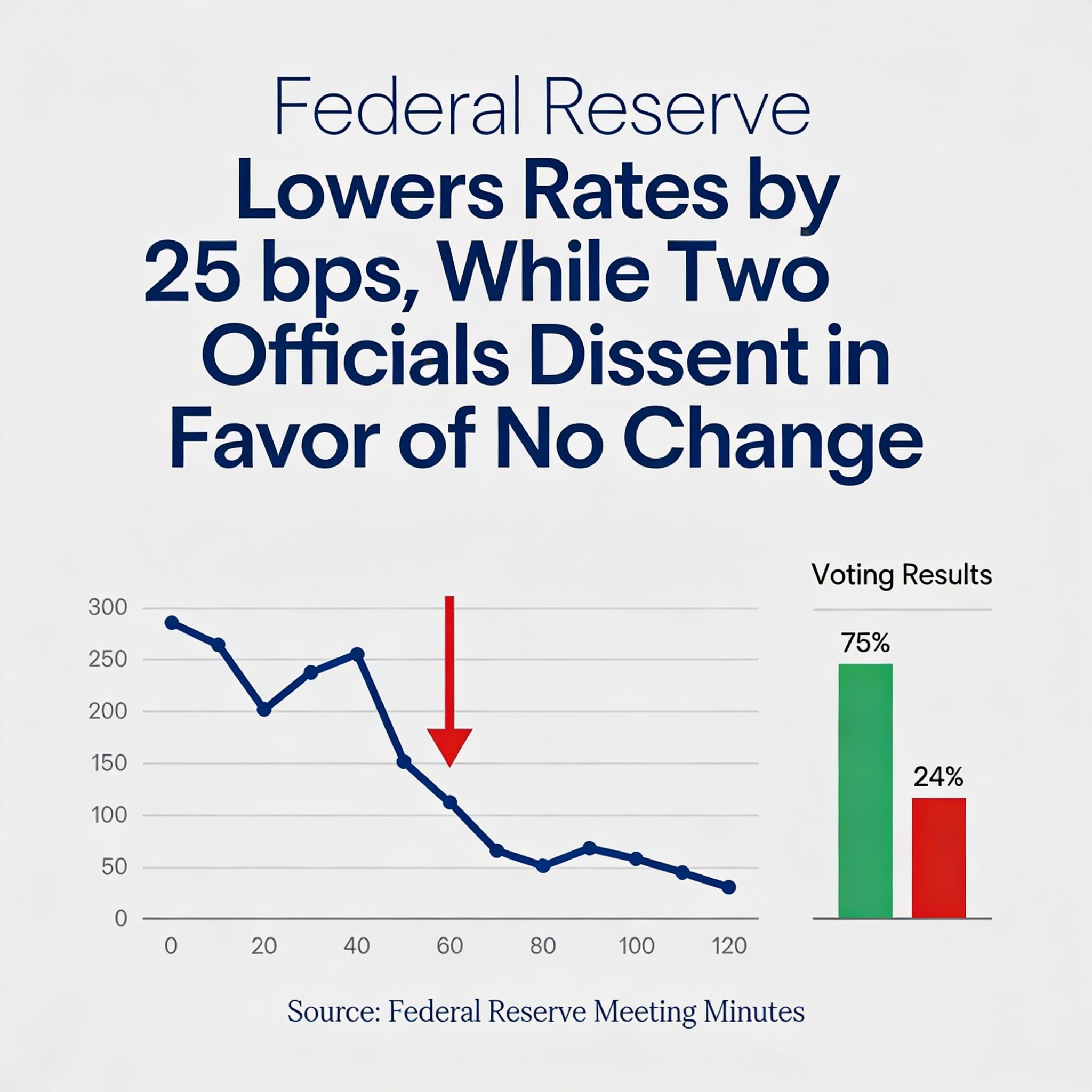 Federal Reserve Lowers Rates by 25 bps, While Two Officials Dissent in Favor of No Change