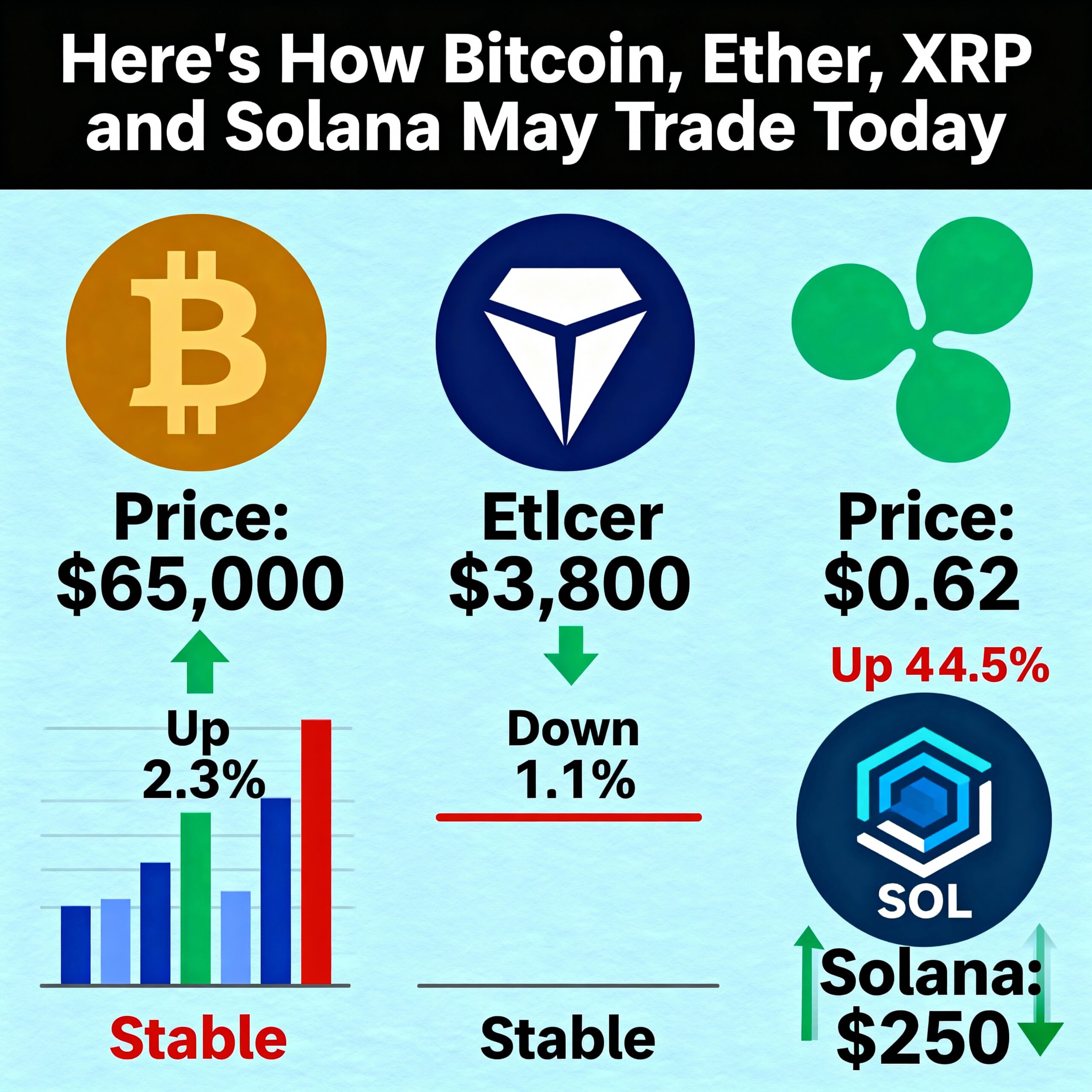 How Bitcoin, Ethereum, XRP, and Solana Could Move in Today’s Session