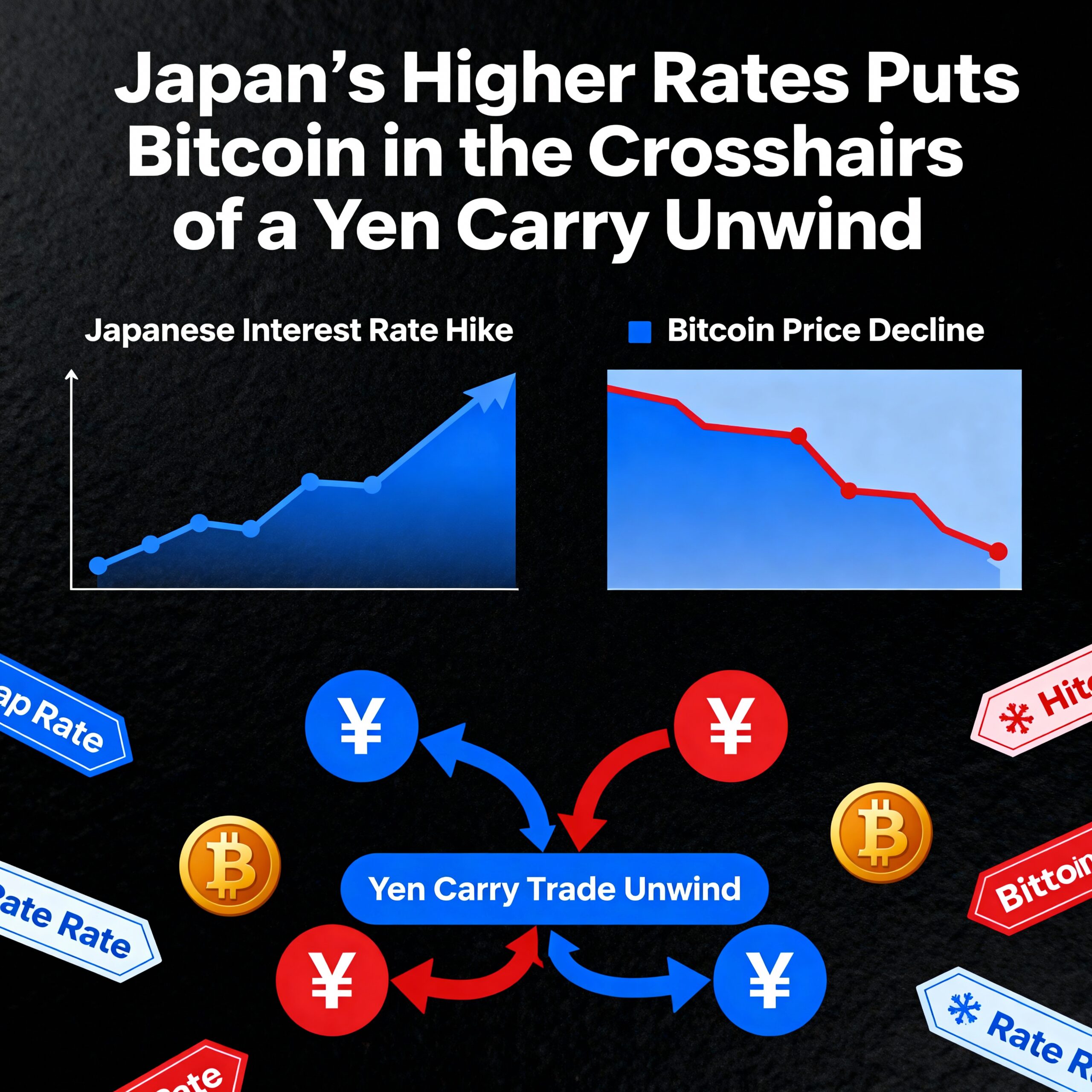 Japan’s rising interest rates put Bitcoin squarely in the path of a yen carry trade unwind.