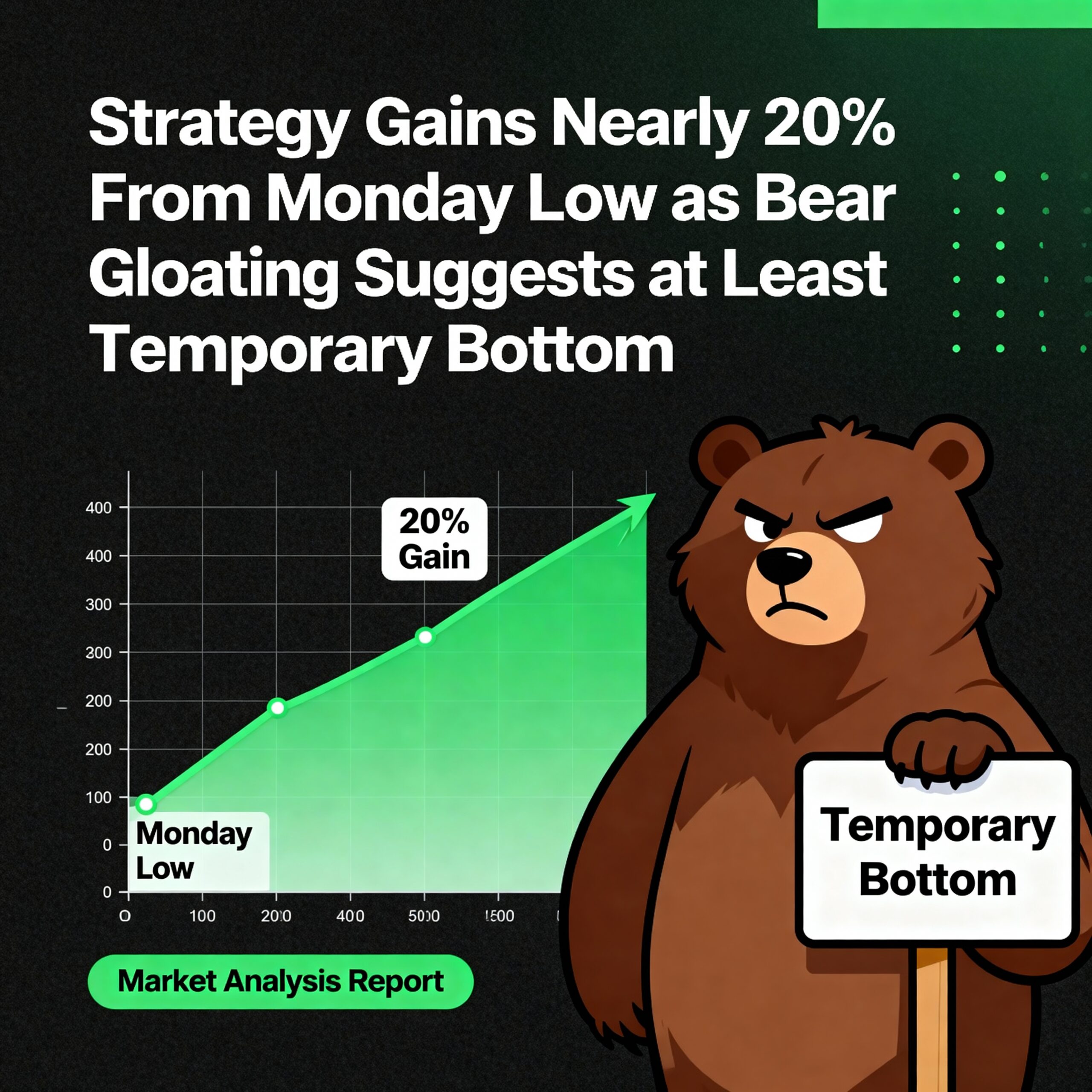 Strategy Surges Almost 20% From Monday Lows, Bearish Sentiment Points to Temporary Bottom