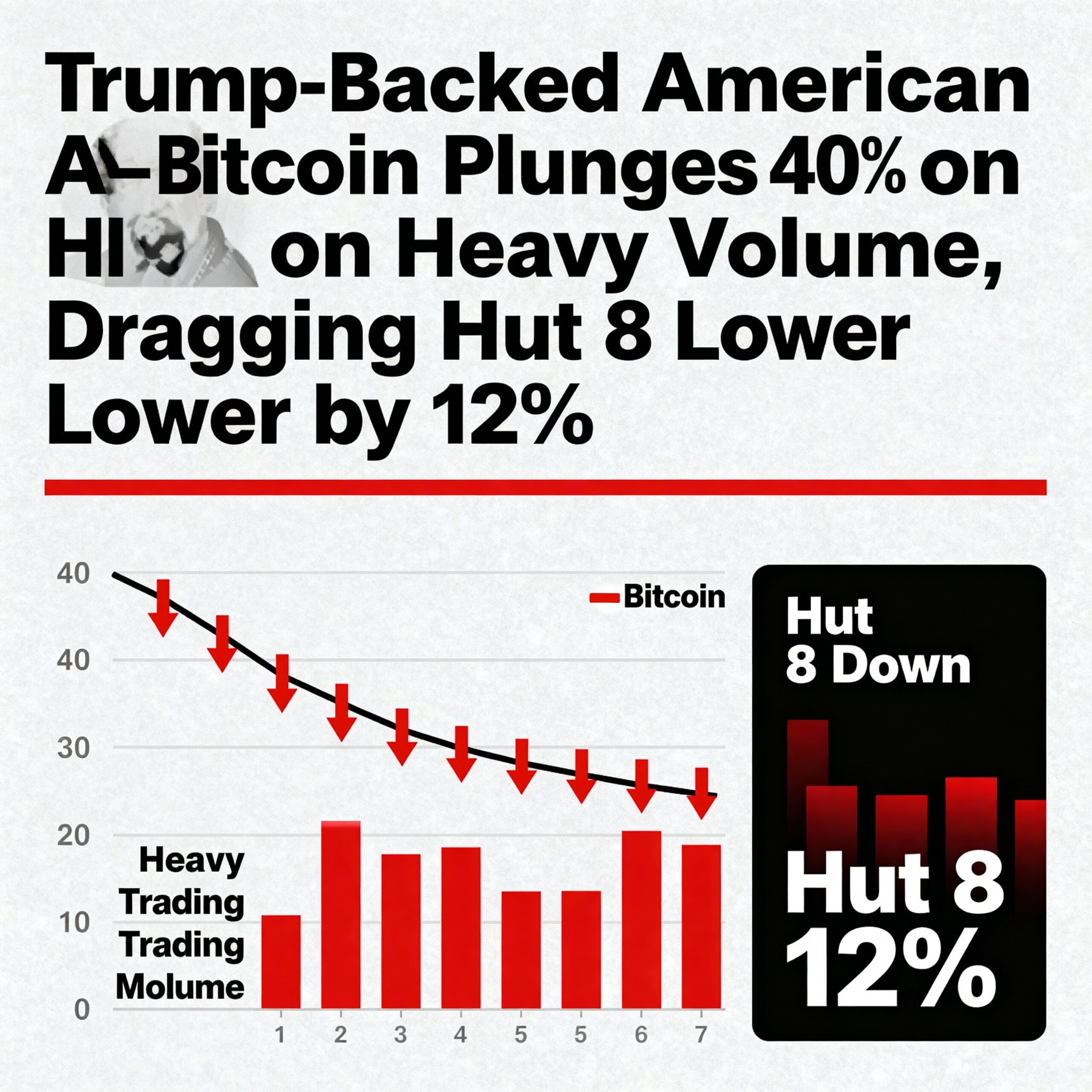 Trump-Supported American Bitcoin Drops 40% on Strong Volume, Pulling Hut 8 Down 12%