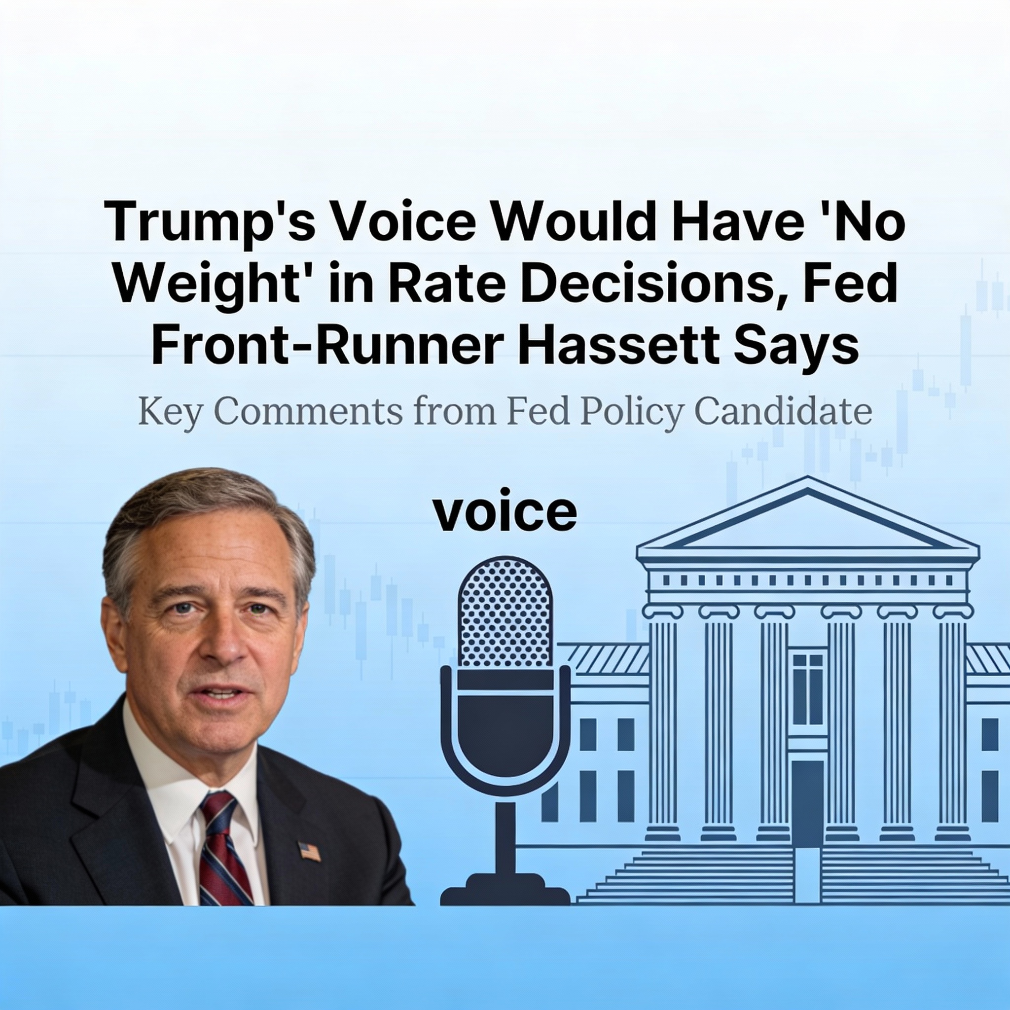 Trump’s Opinions Would Carry ‘No Weight’ on Fed Rate Decisions, Front-Runner Hassett Says