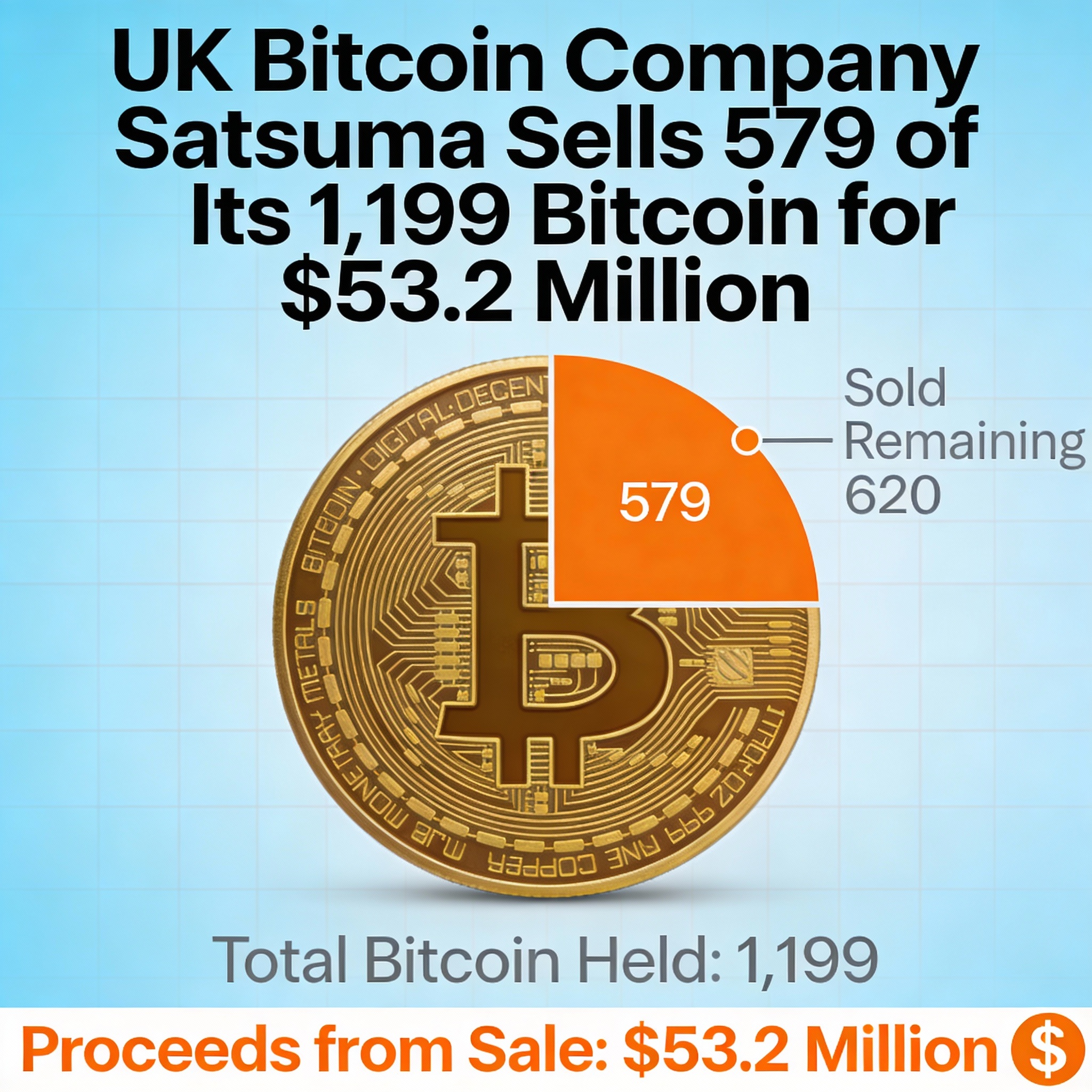 UK’s Satsuma Sells 579 of 1,199 BTC, Raising $53.2 Million