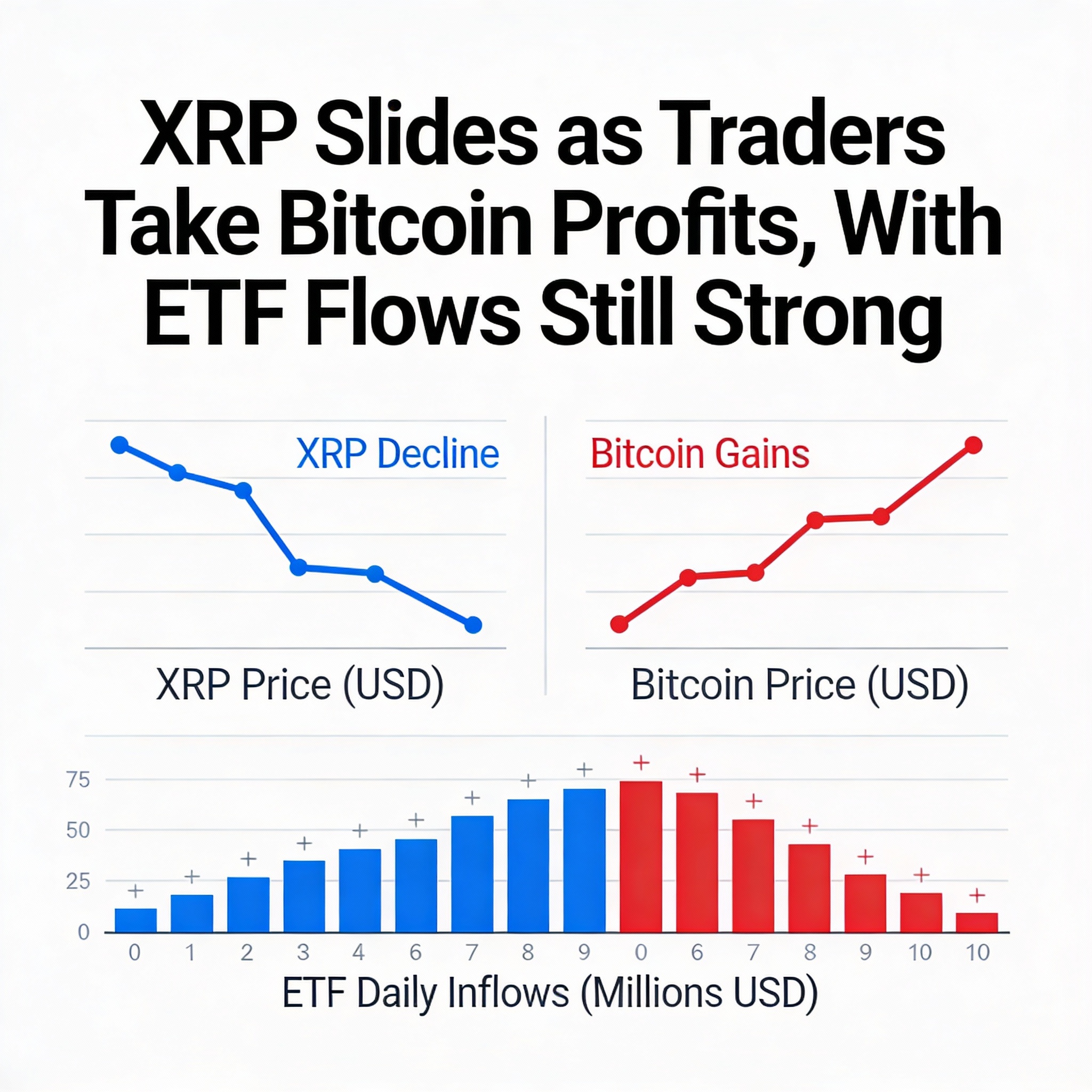 XRP Dips as Bitcoin Profit-Taking Continues Despite Strong ETF Flows