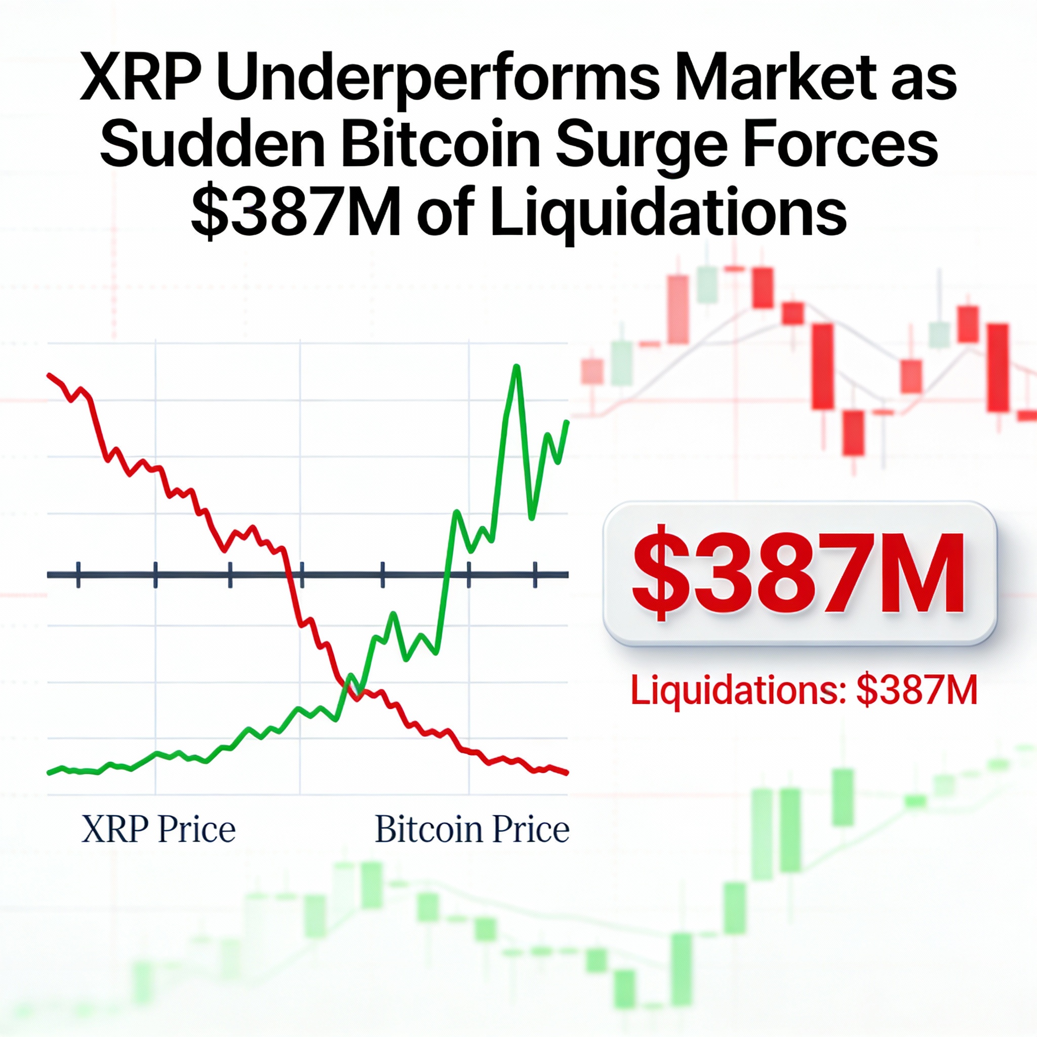 XRP Trails Broader Market Amid Sudden Bitcoin Rally Triggering $387M in Liquidations