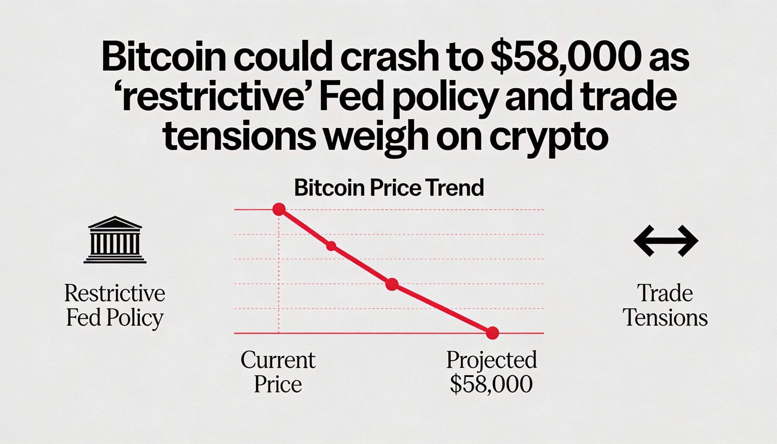 BTC risks dropping to $58K as aggressive Fed policy and global trade frictions hit investor sentiment.