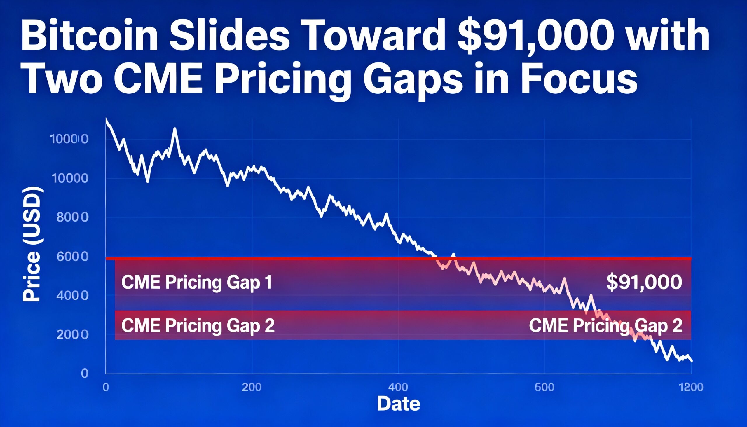 BTC slides toward $91,000 as traders focus on two CME gap levels.