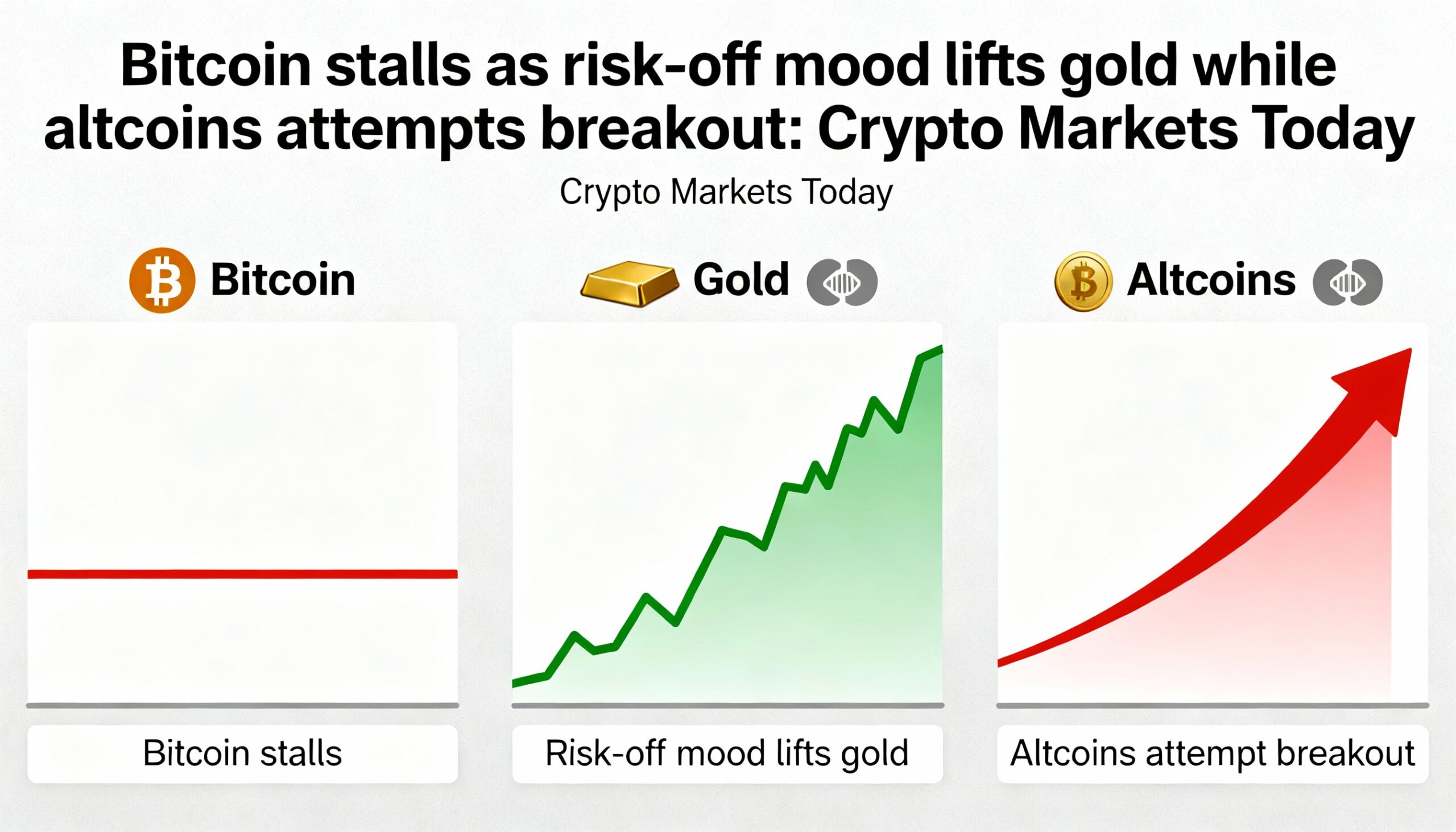 Risk-off mood caps Bitcoin, lifts gold, and fuels altcoin breakout attempts
