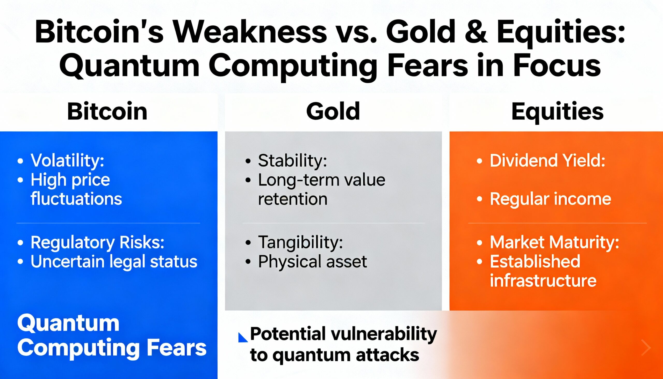 Falling behind gold and equities, Bitcoin rekindles investor worries about quantum computing.