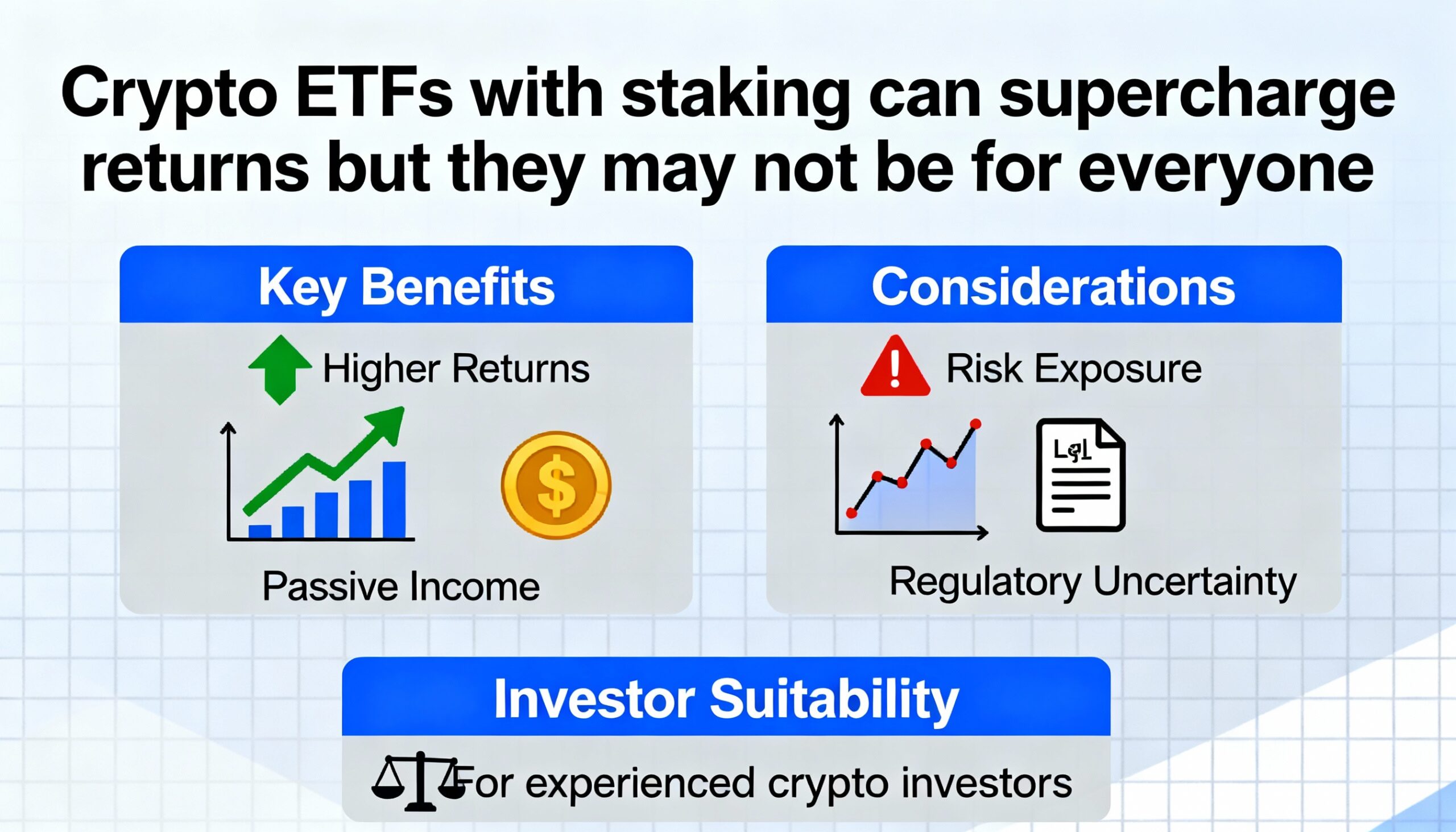 While staking can amplify returns in crypto ETFs, the added complexity may deter some investors.