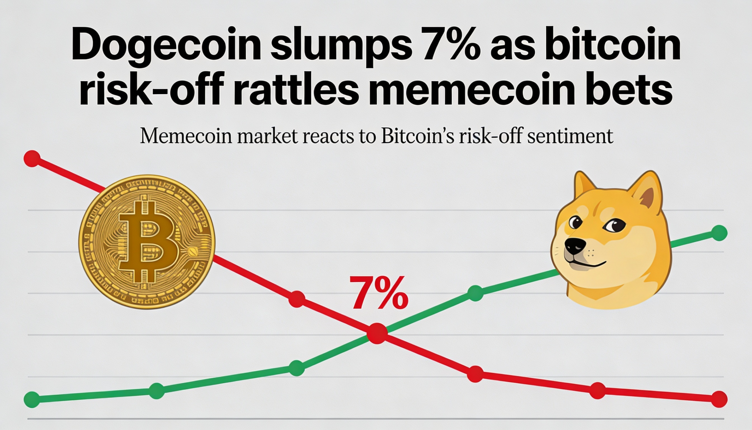 Dogecoin declines 7% as investors retreat from memecoins amid Bitcoin risk-off mood.