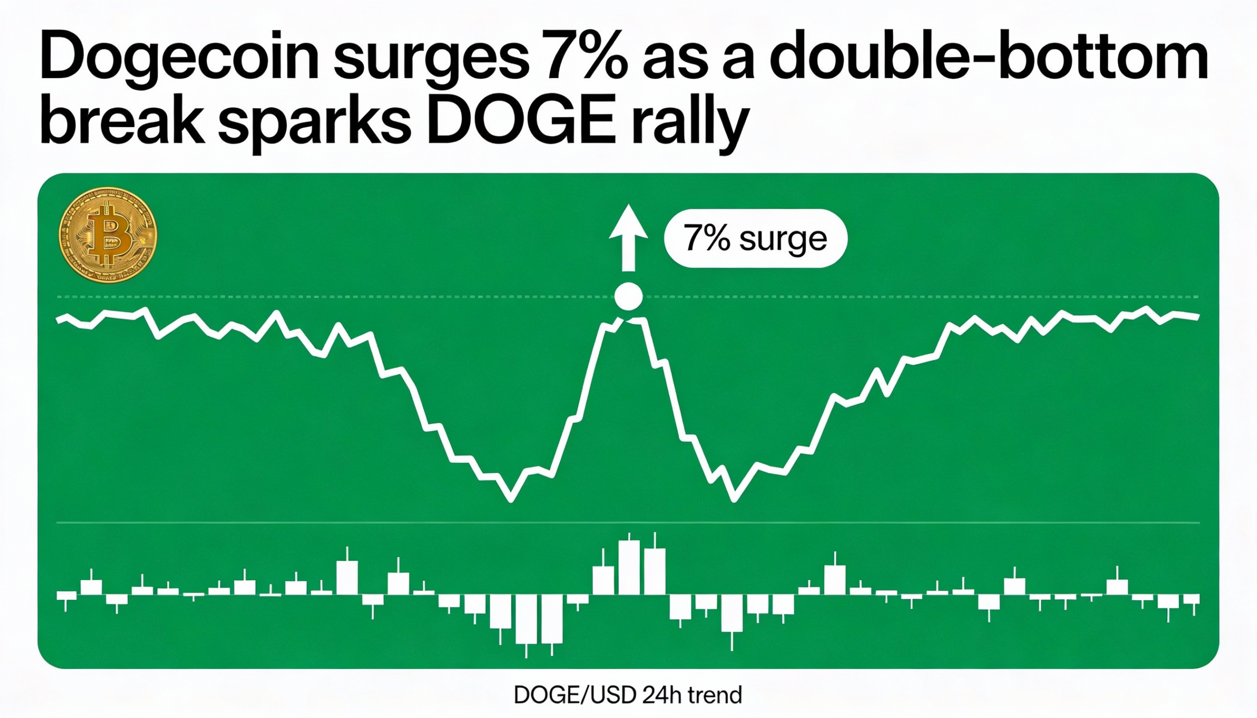 DOGE spikes 7% as double-bottom breakout triggers renewed buying interest.