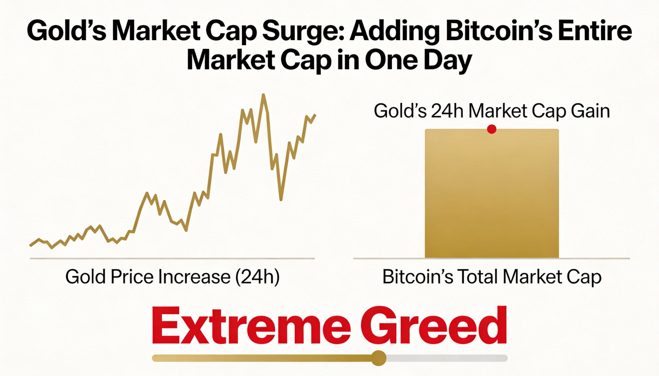 “Extreme greed” grips gold markets as it gains the equivalent of Bitcoin’s market capitalization in 24 hours