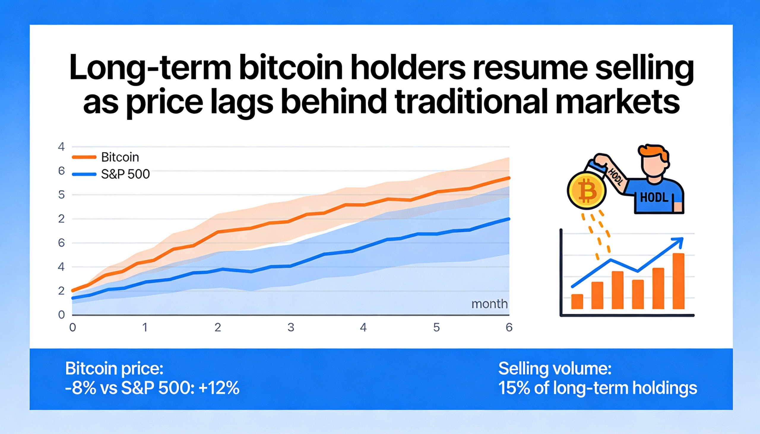 Long-term holders resume selling as bitcoin trails gains in broader financial markets