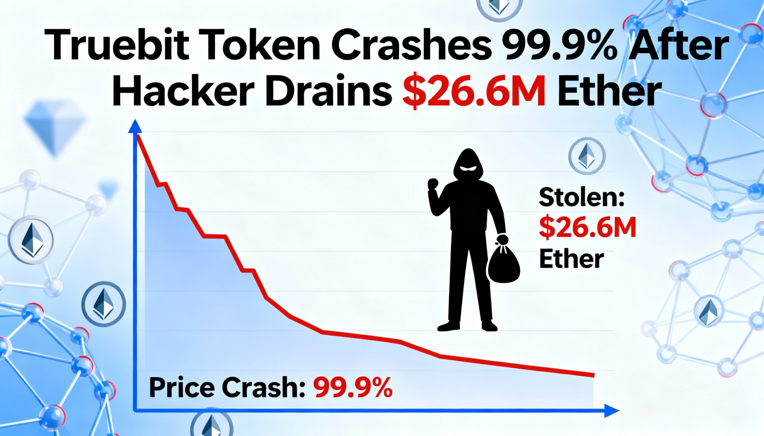 Truebit crashes almost completely as a hacker makes off with $26.6 million in Ether.