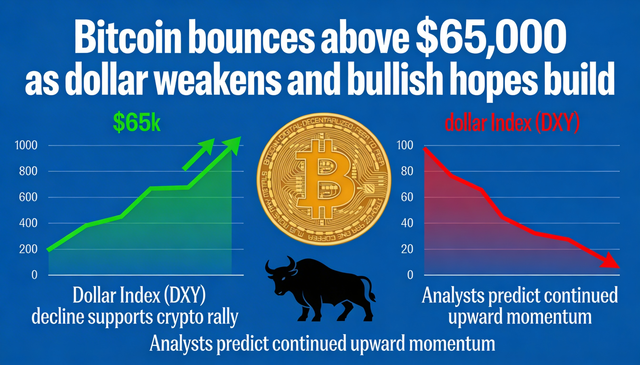Bitcoin tops $65,000 again as the dollar retreats and confidence in further gains builds.