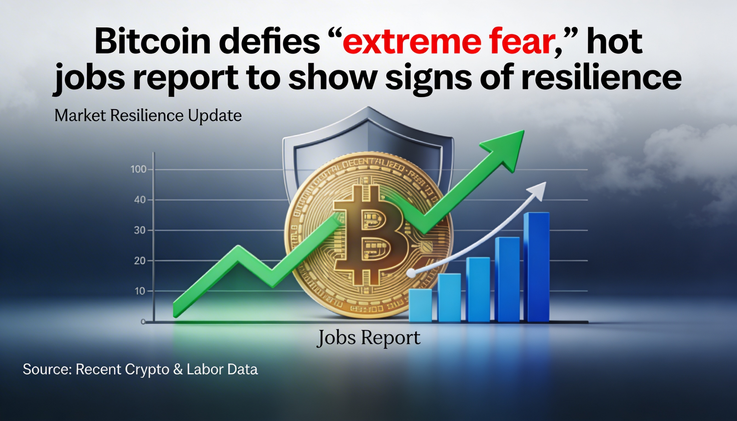 Bitcoin shows resilience in the face of “extreme fear” and an upbeat jobs report.