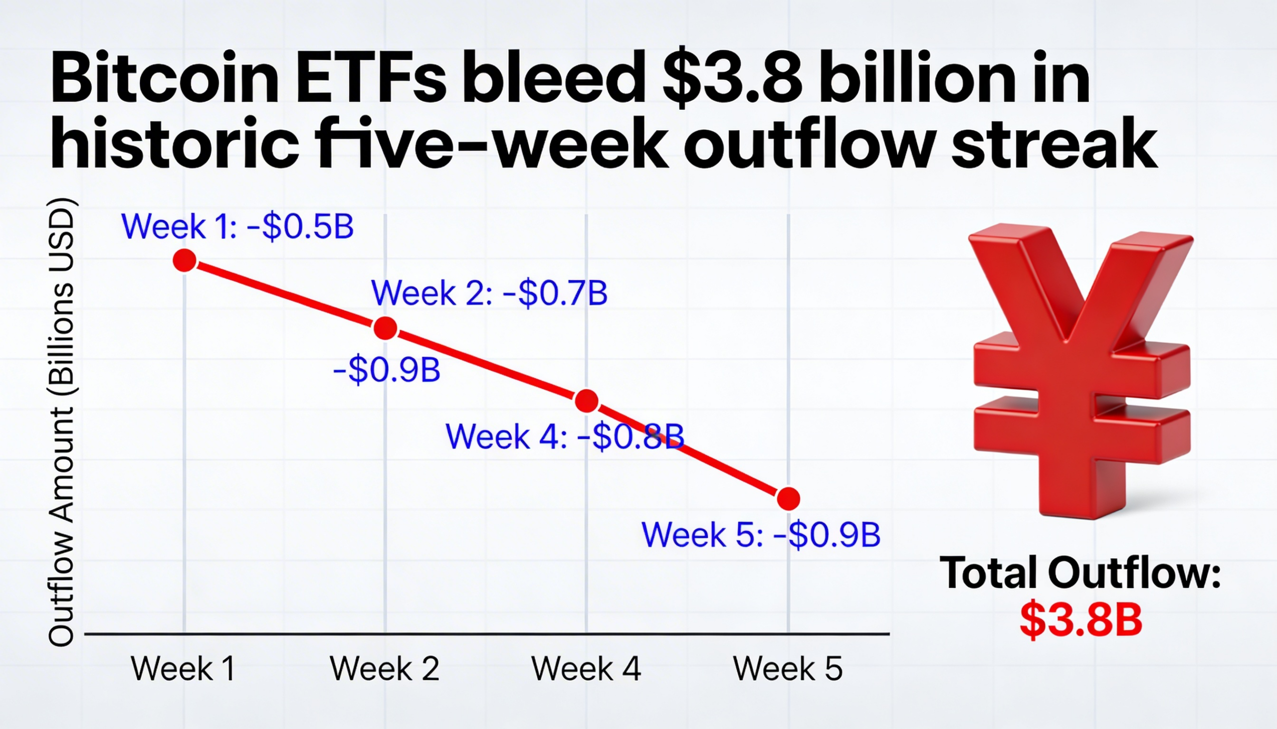 Investors yank $3.8B from Bitcoin ETFs in longest outflow stretch on record