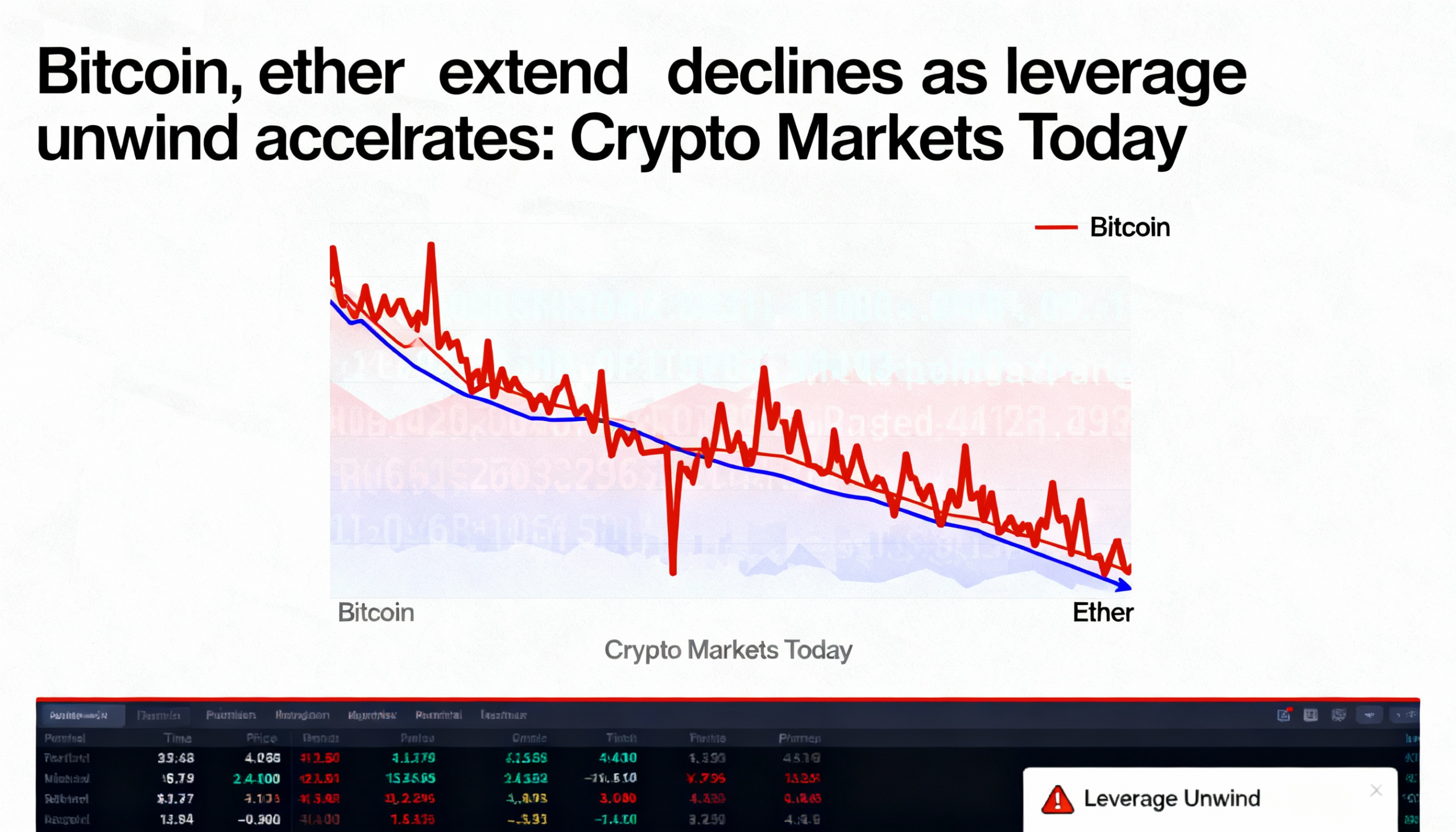 Accelerated leverage unwinds push bitcoin and ether lower: Crypto Market Update