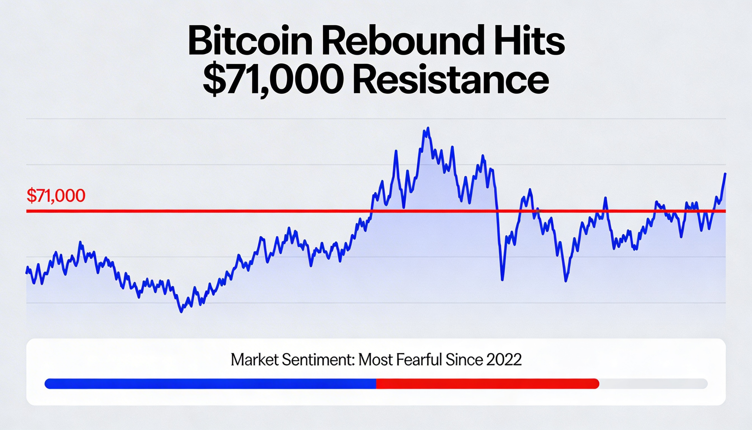 Bitcoin’s advance capped at $71,000 as fear grips the market at levels not seen since 2022.
