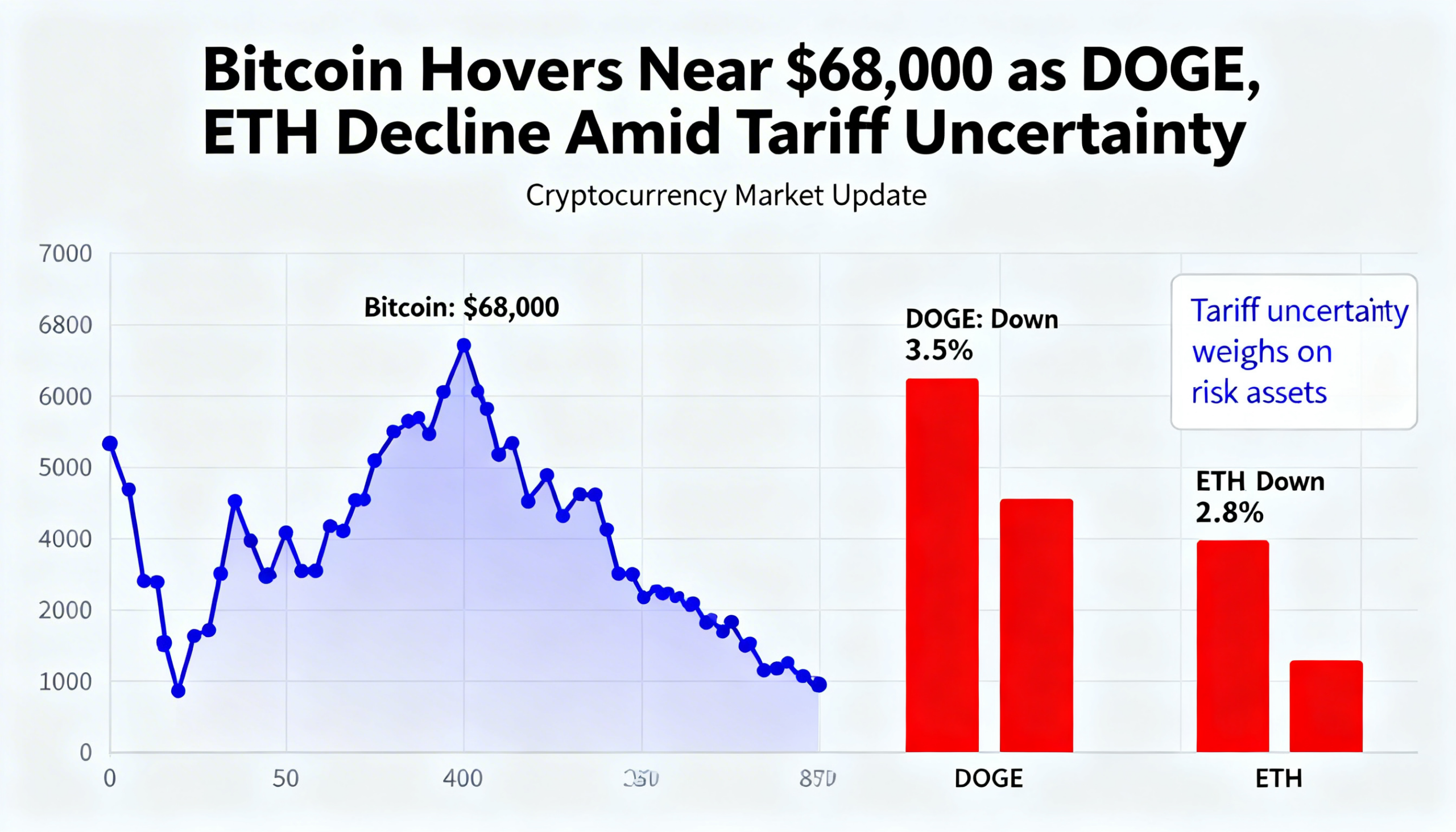 Bitcoin wavers near $68,000, with DOGE and ETH sliding on tariff concerns