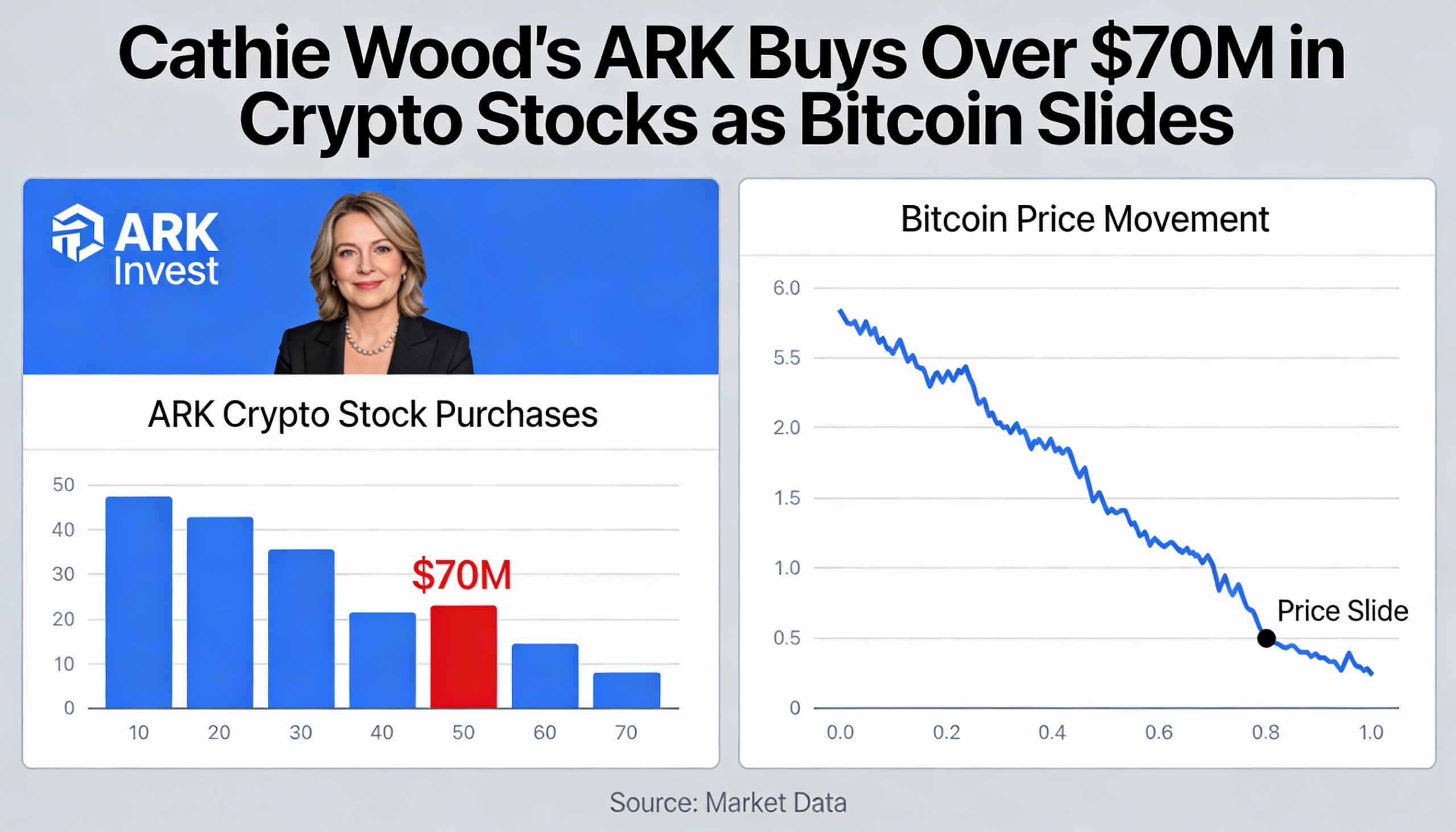 Cathie Wood doubles down on crypto stocks with $70M buy as bitcoin falls