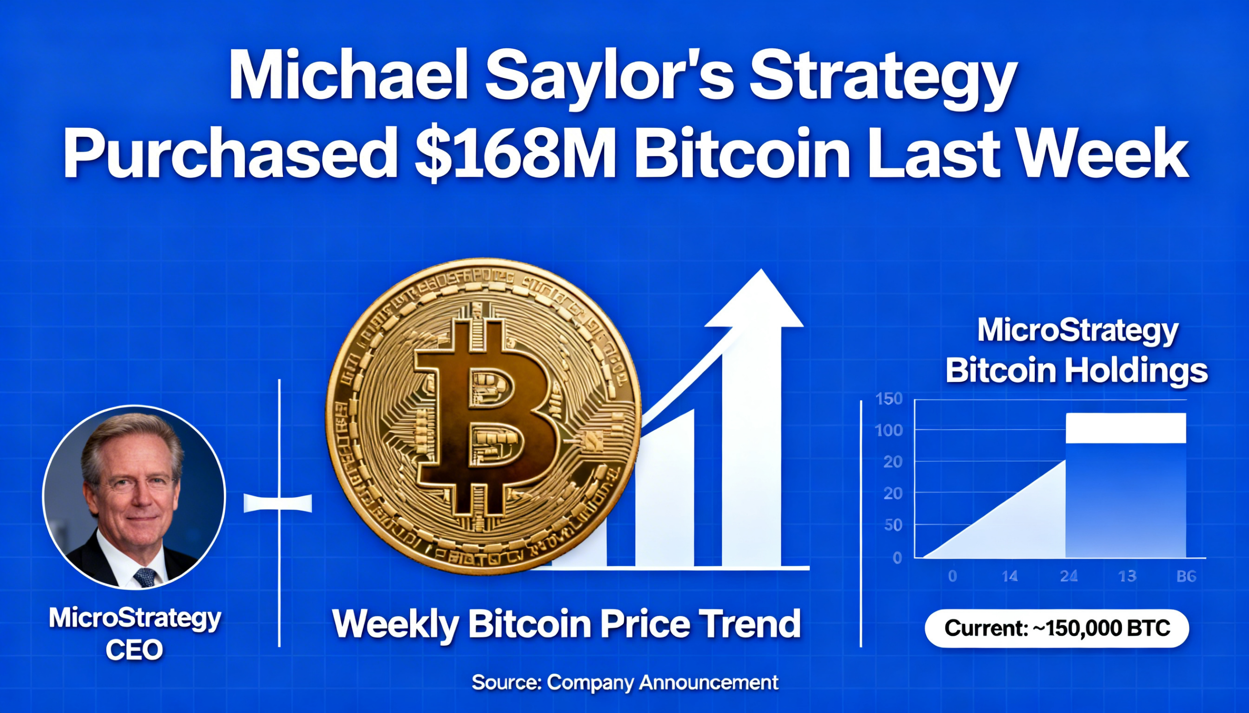 Strategy disclosed a $168 million bitcoin purchase for the previous week, under the leadership of Michael Saylor