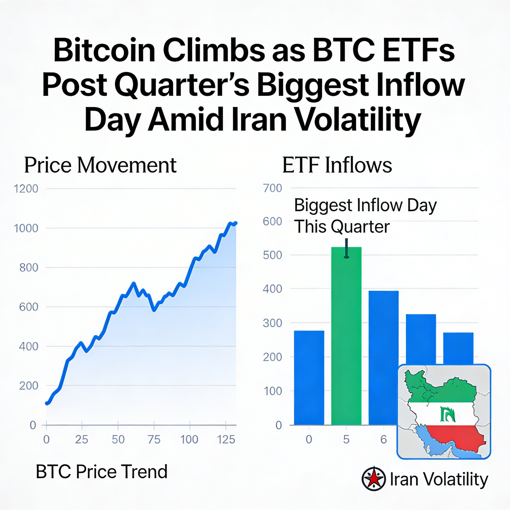 Bitcoin pushes higher as BTC ETFs attract massive inflows during Iran-driven market volatility