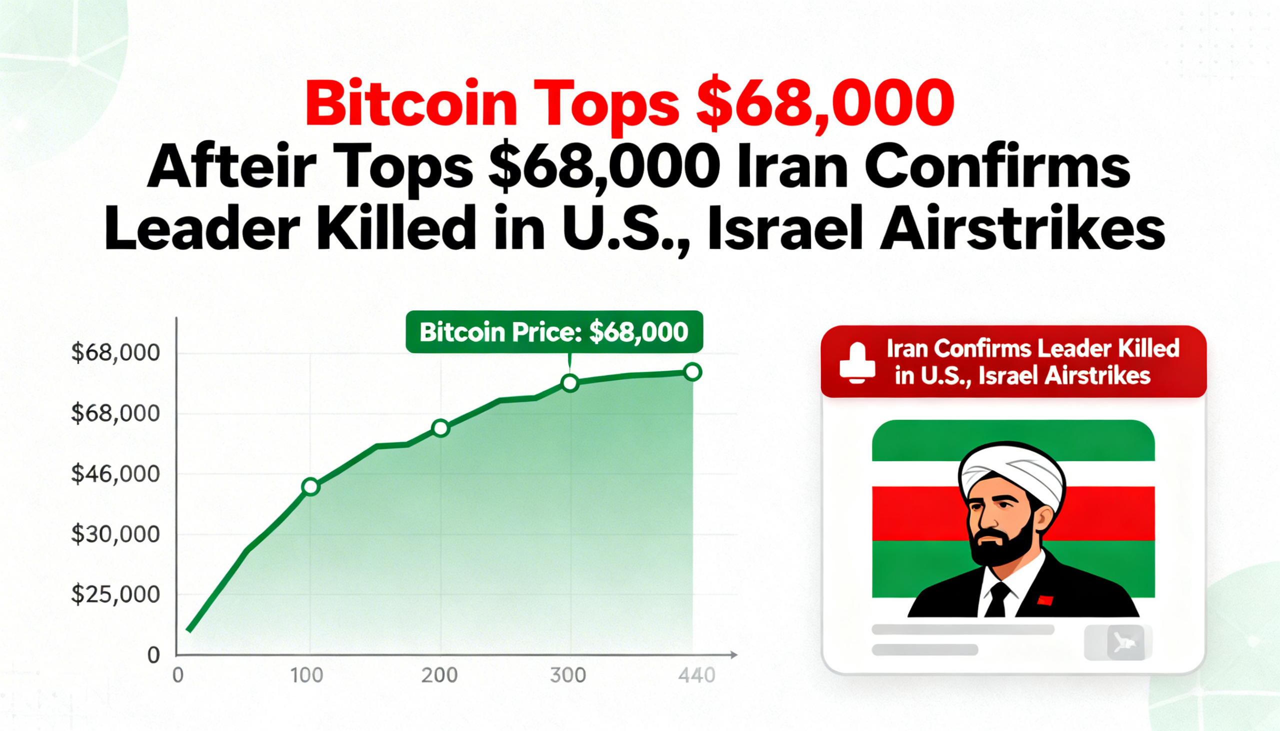 Bitcoin rallies beyond $68K amid reports Iran confirms leader slain in U.S.-Israel air raids