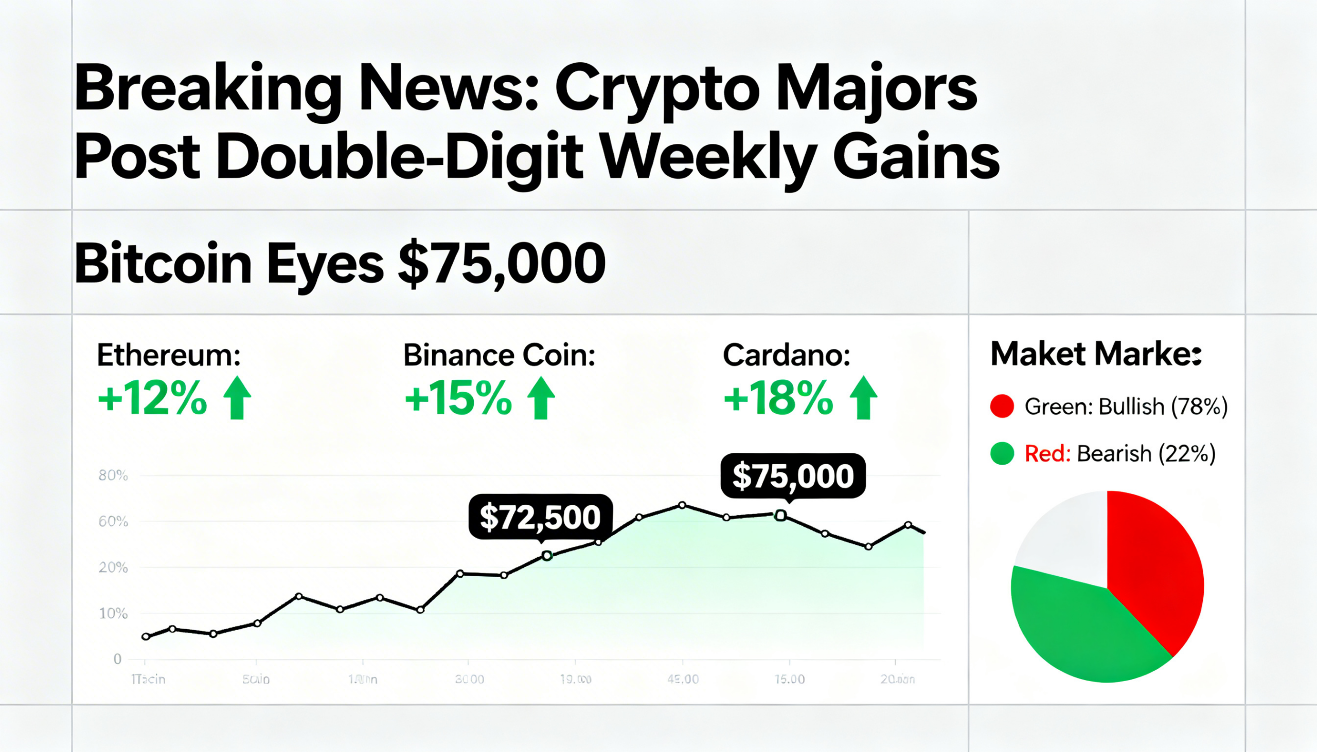 Major cryptocurrencies deliver double-digit weekly gains as Bitcoin hovers near $75,000 ahead of the Fed outcome