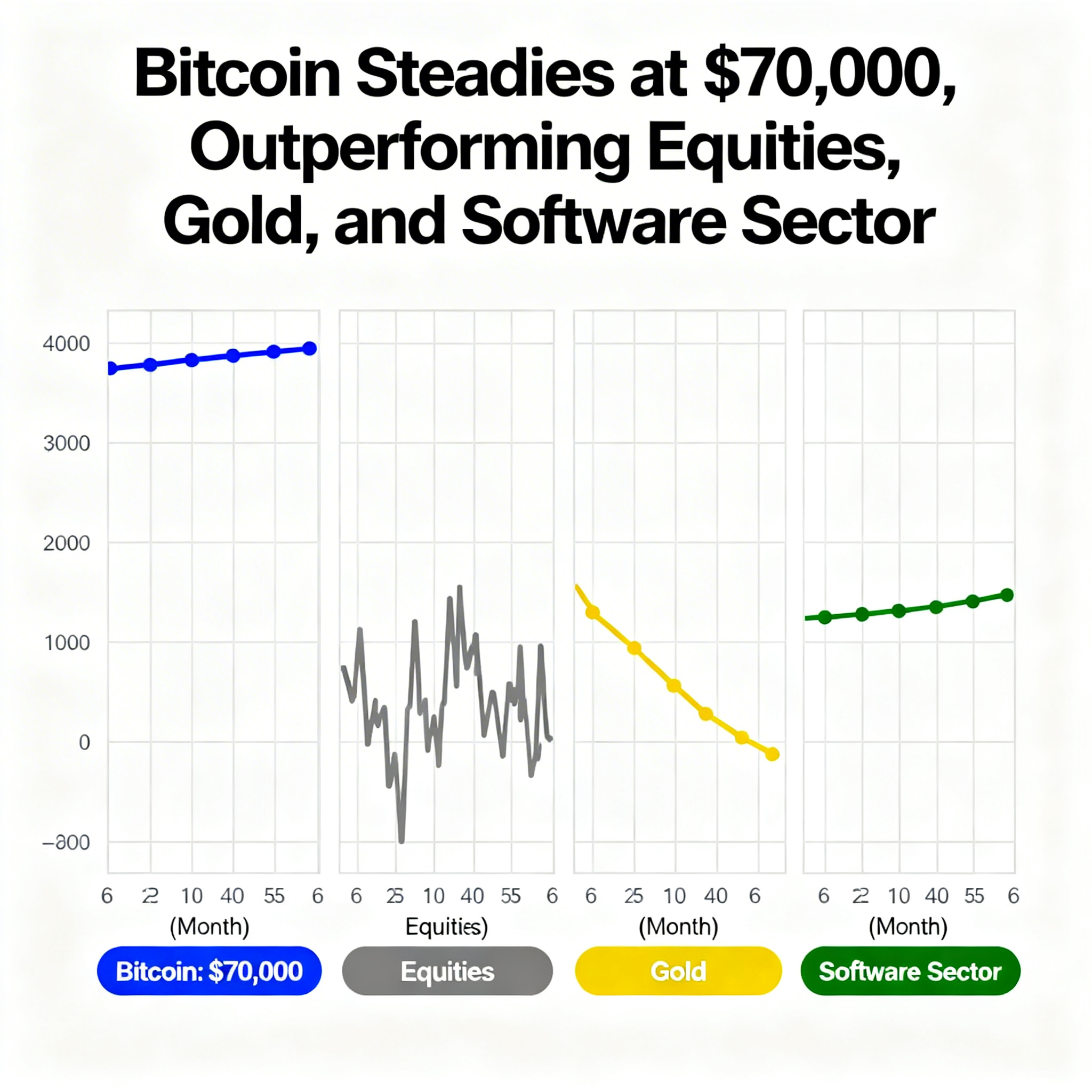 Bitcoin stays firm above $70,000 as it starts to outperform stocks, software companies, and gold.